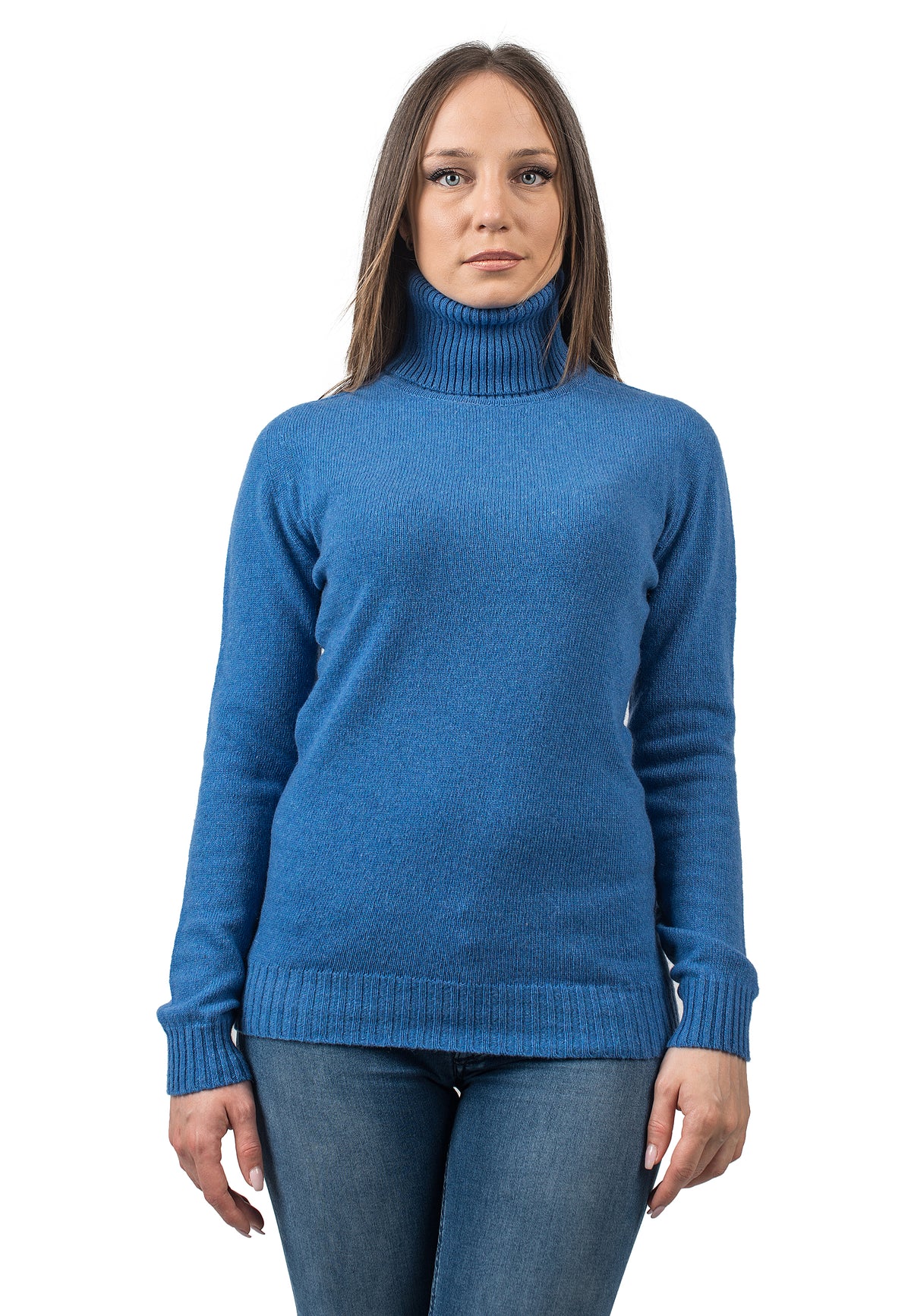 Light Blue Women's Recycled Cashmere Blend Turtleneck