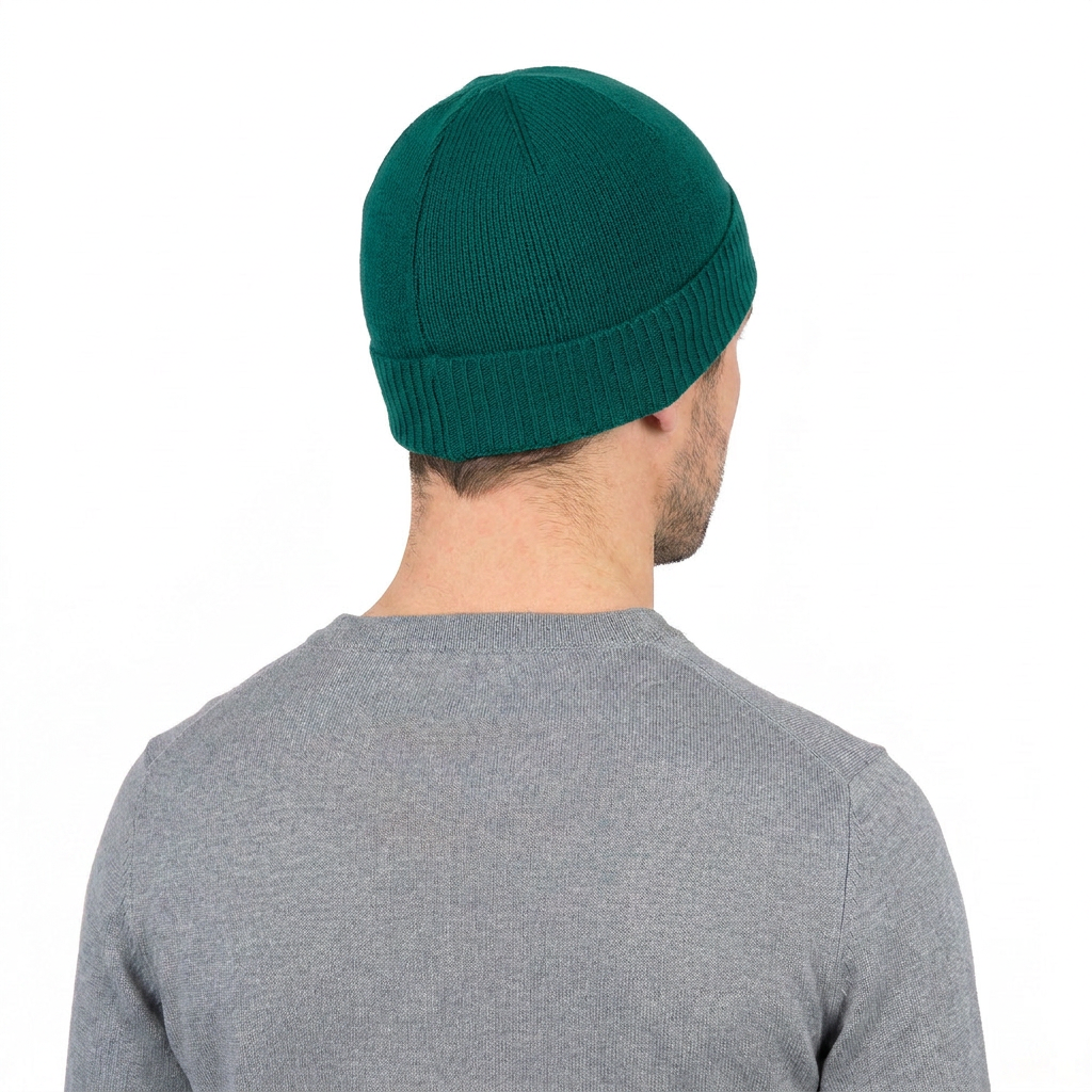 Men's Plain-Knit 100% Cashmere Beanie, green | Dalle Piane Cashmere
