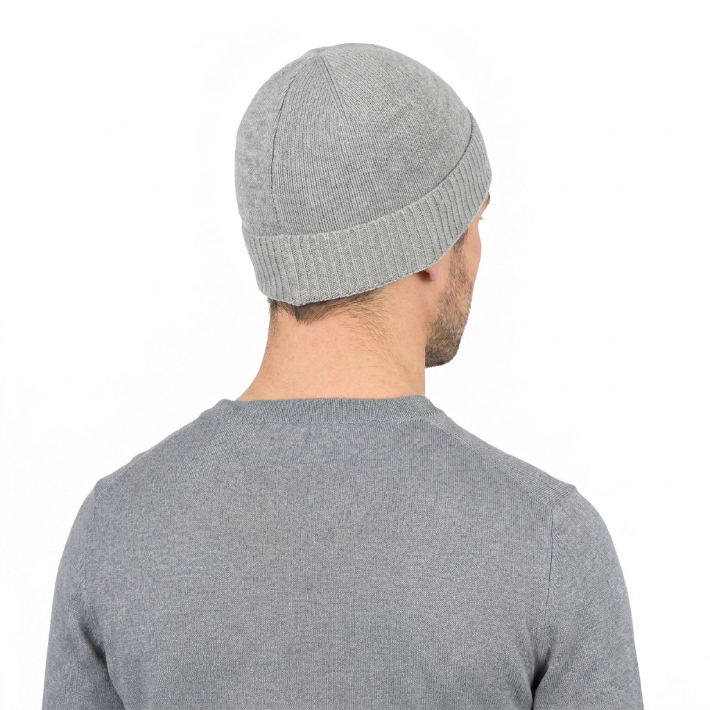 Men's Plain-Knit 100% Cashmere Beanie, gray | Dalle Piane Cashmere