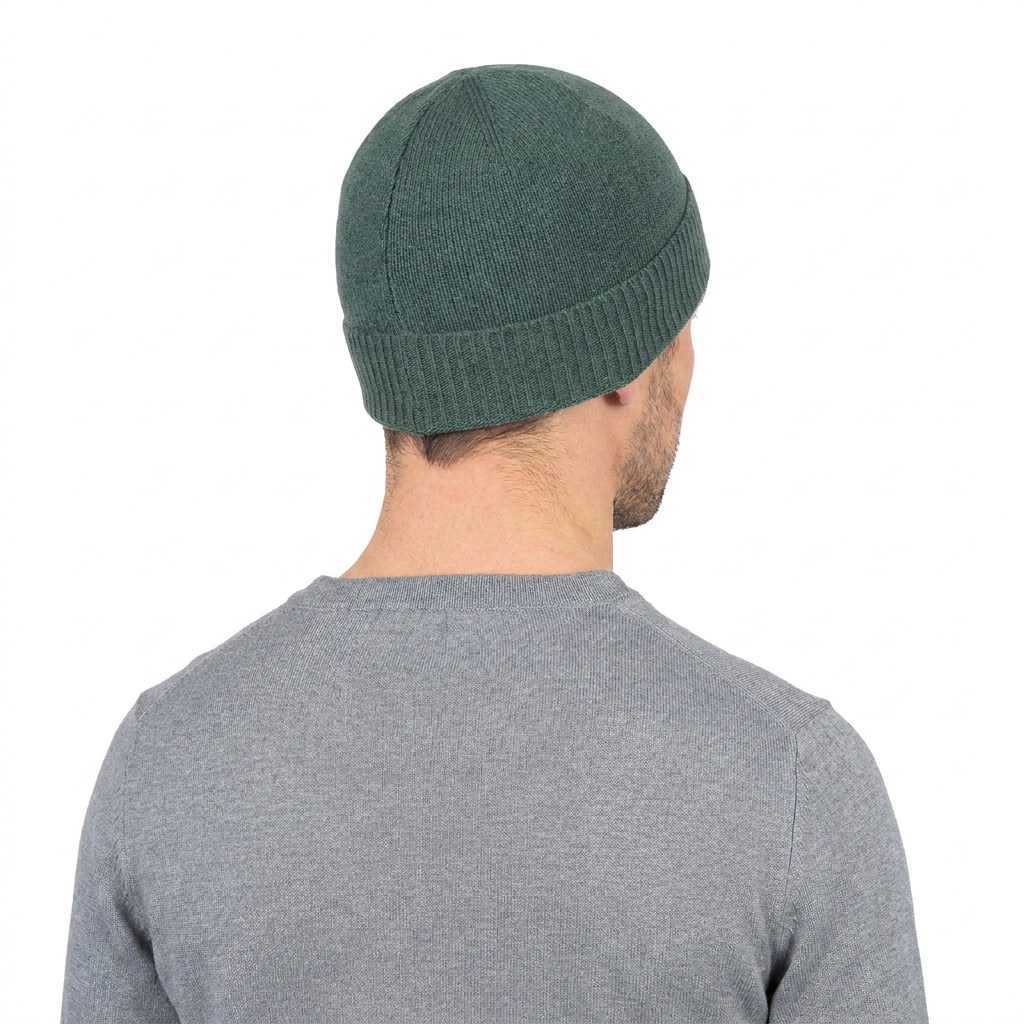 Men's Plain-Knit 100% Cashmere Beanie, sage | Dalle Piane Cashmere