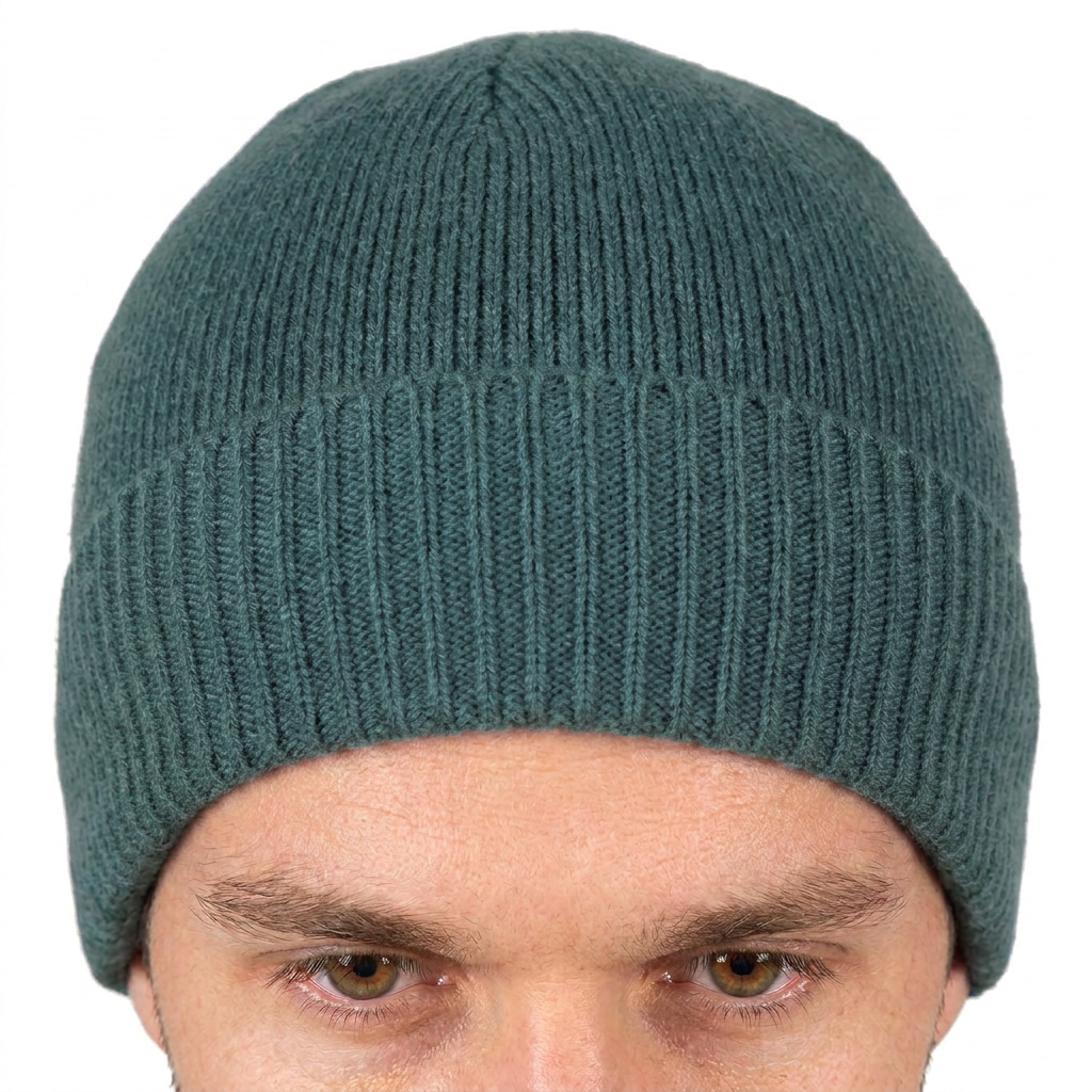 Men's Plain-Knit 100% Cashmere Beanie, sage | Dalle Piane Cashmere