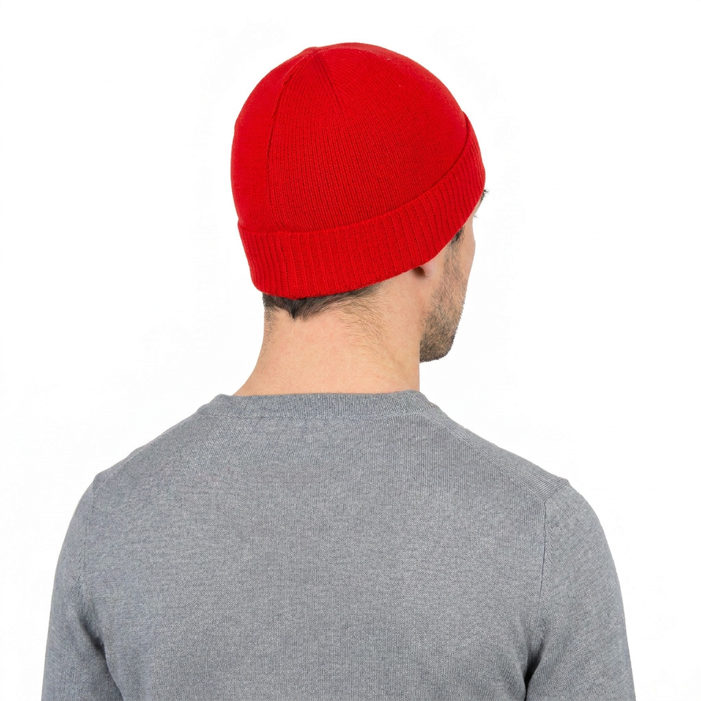 Men's Plain-Knit 100% Cashmere Beanie, red | Dalle Piane Cashmere
