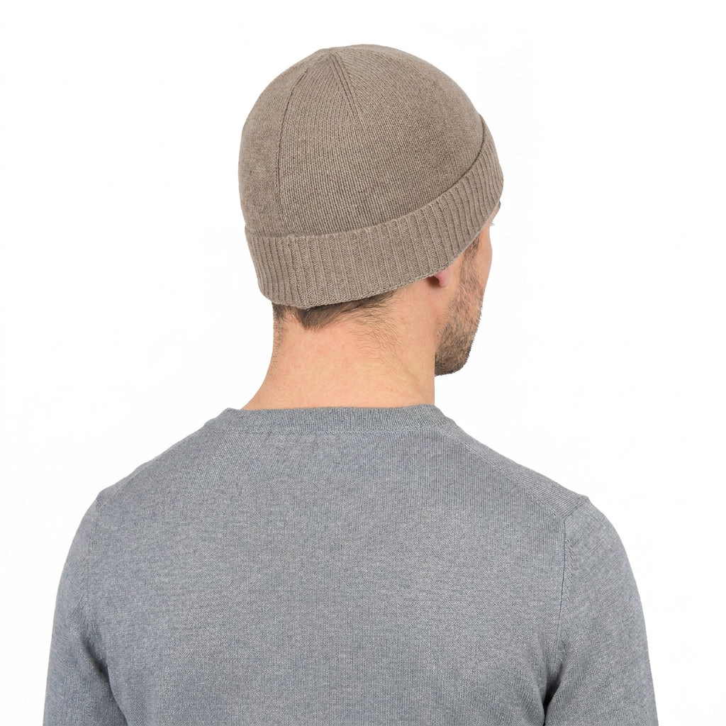 Men's Plain-Knit 100% Cashmere Beanie, mink | Dalle Piane Cashmere