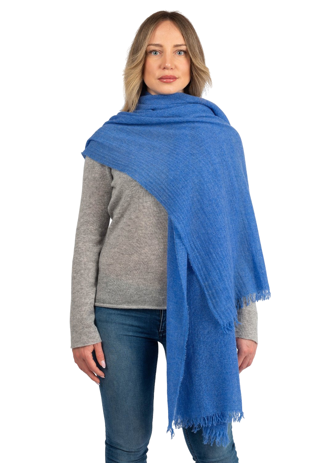 Royal Blue Women's 100% Cashmere Pashmina, view 2