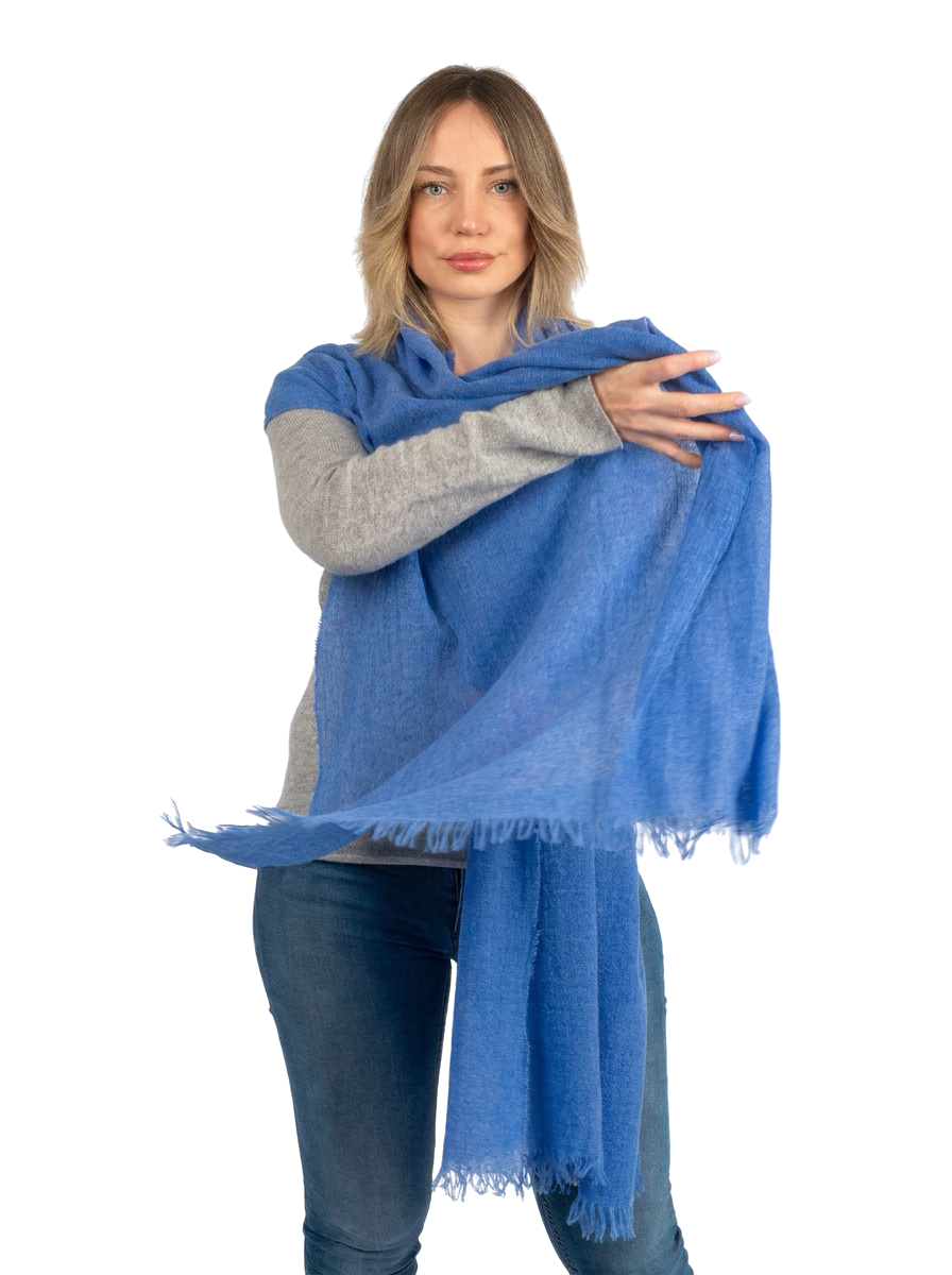 Royal Blue Women's 100% Cashmere Pashmina, view 3