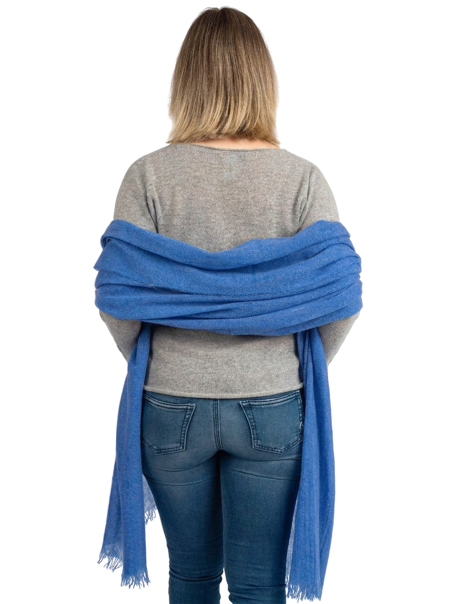 Royal Blue Women's 100% Cashmere Pashmina, view 4