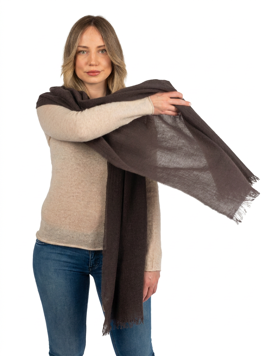Brown Women's 100% Cashmere Pashmina, view 3
