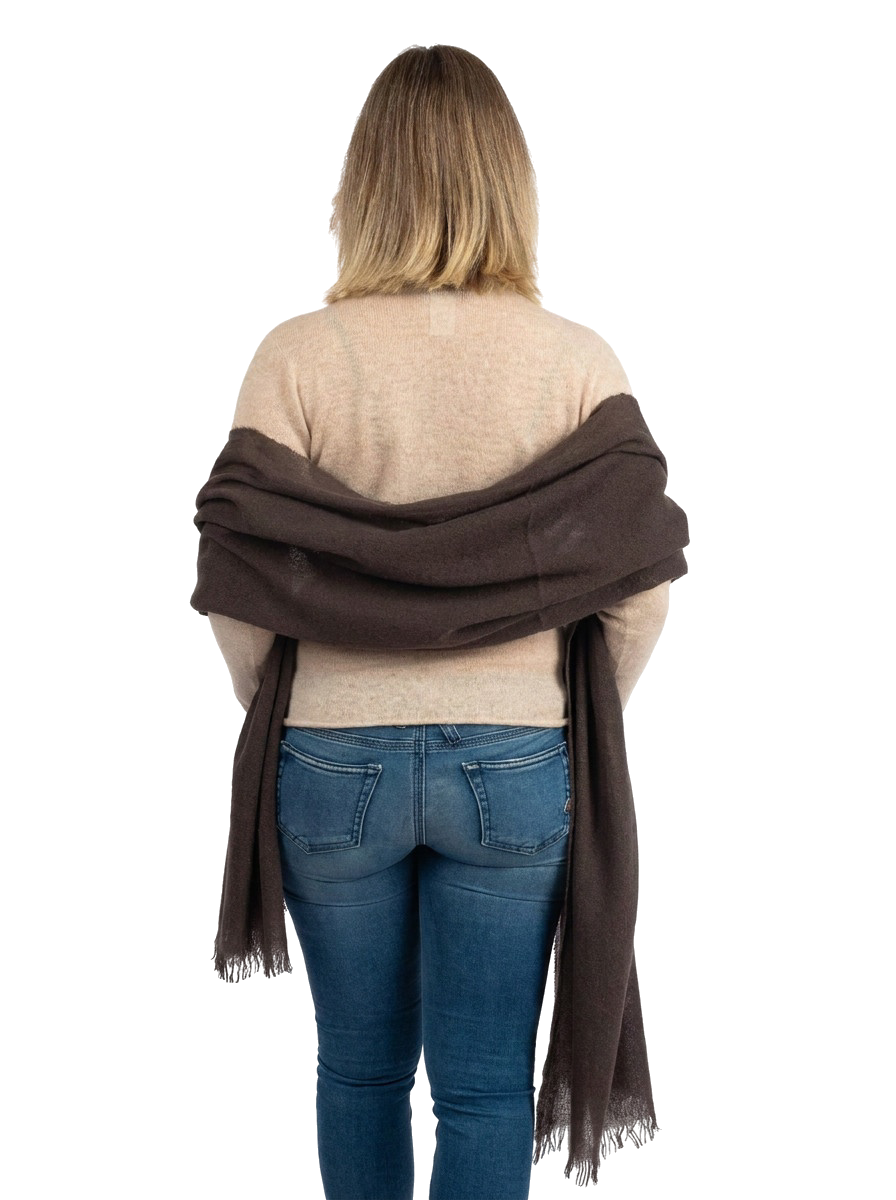 Brown Women's 100% Cashmere Pashmina, view 4