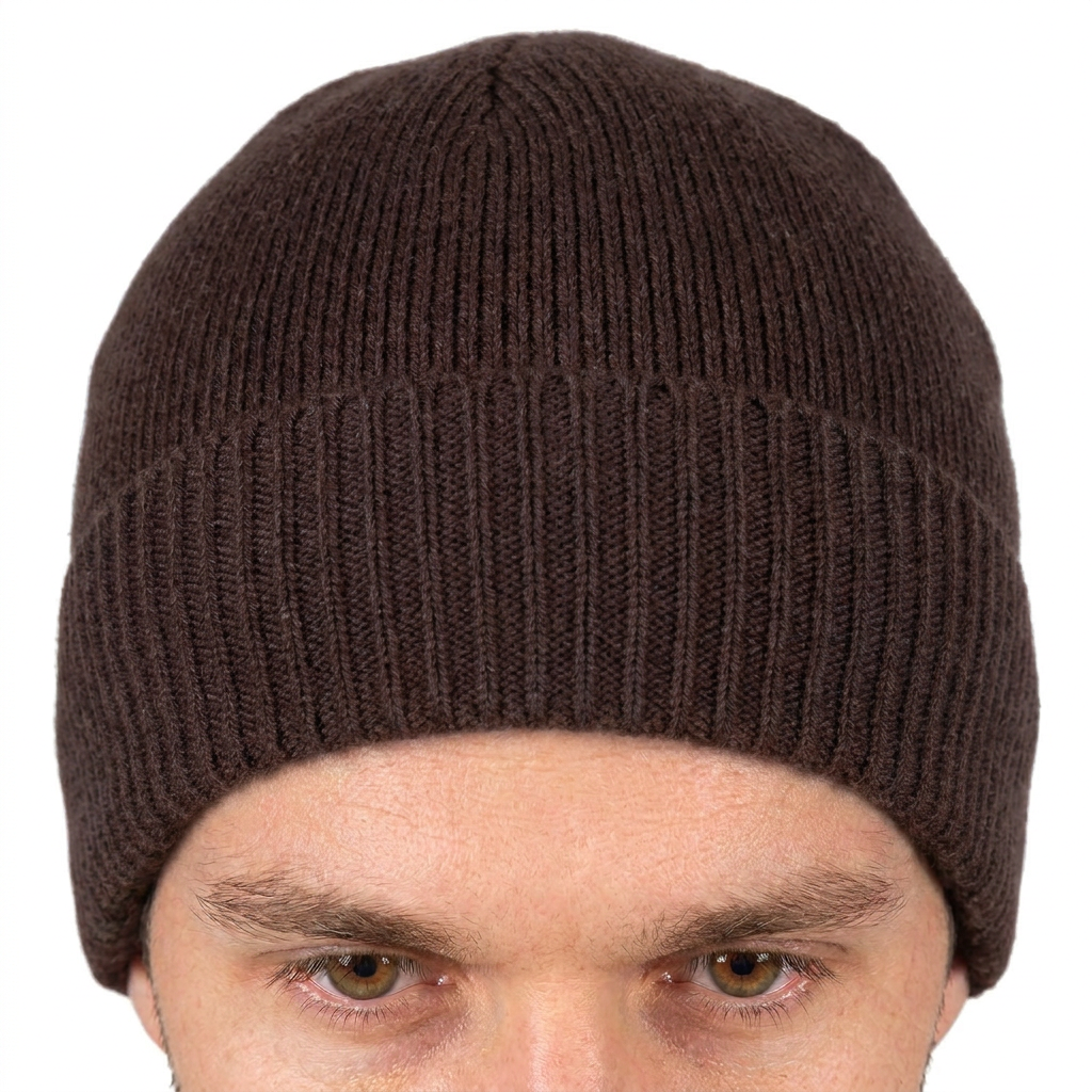 Men's Plain-Knit 100% Cashmere Beanie, brown | Dalle Piane Cashmere