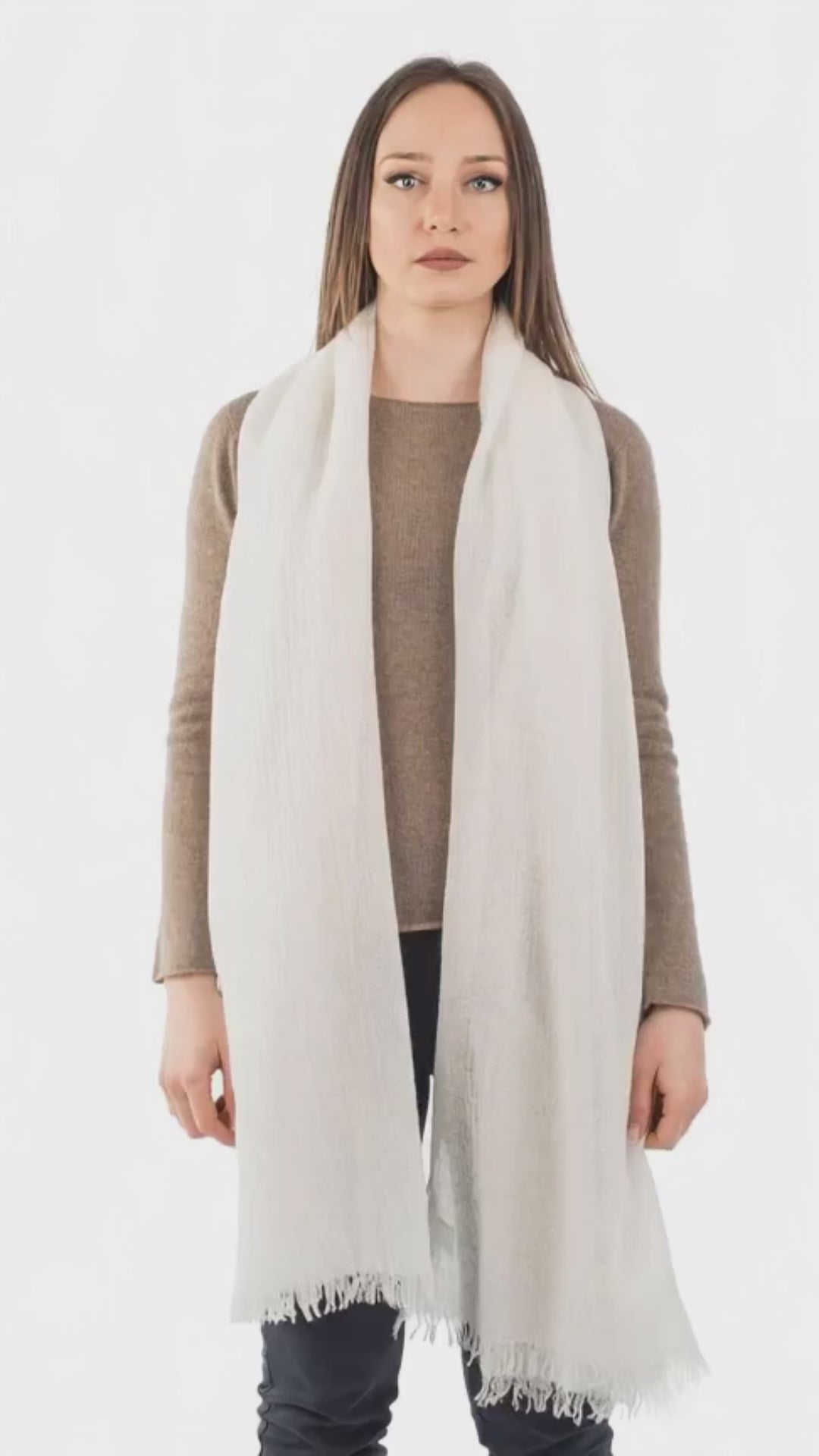 Cream Women's 100% Cashmere Pashmina, view 5