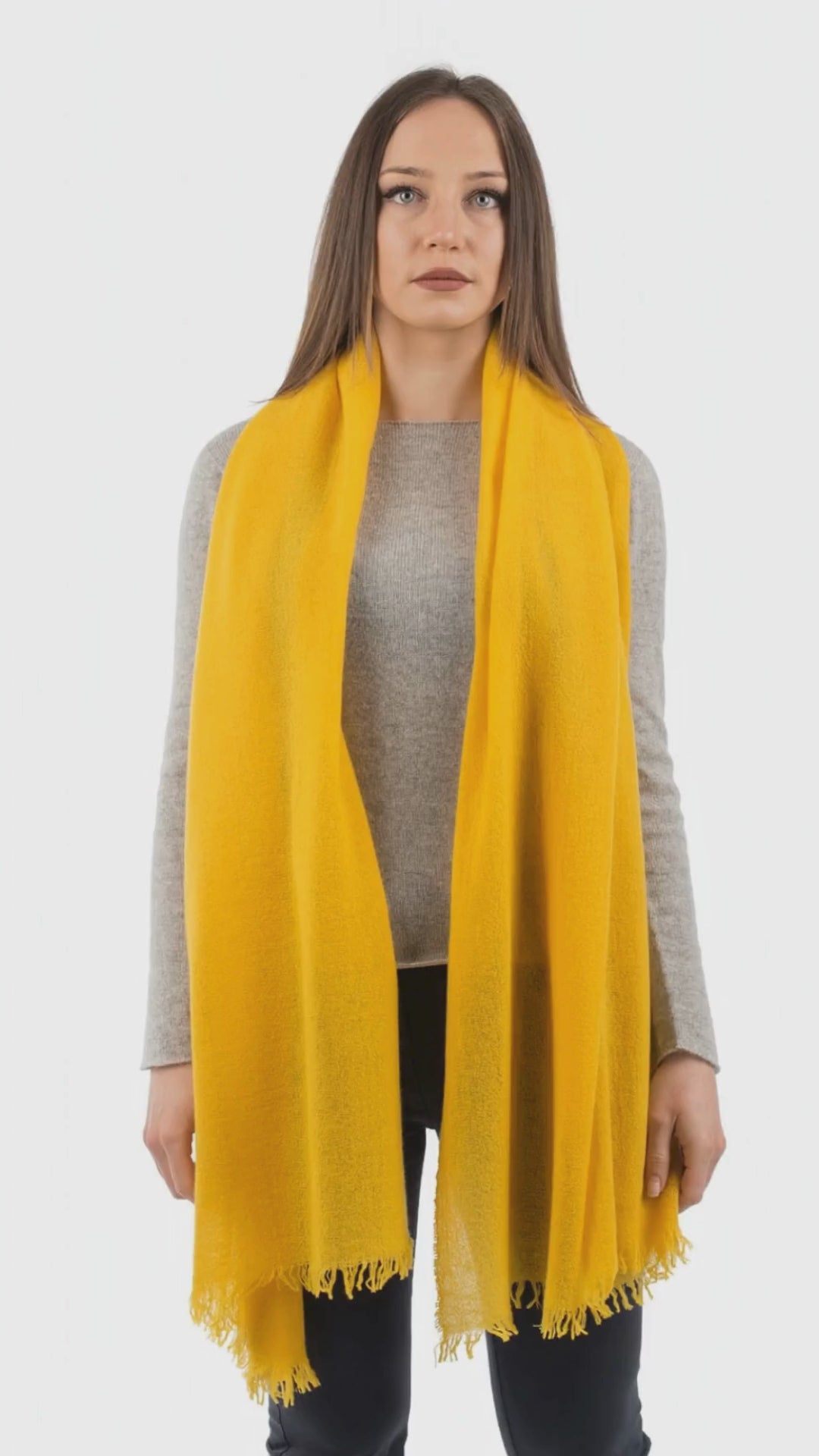 Yellow Women's 100% Cashmere Pashmina, view 5