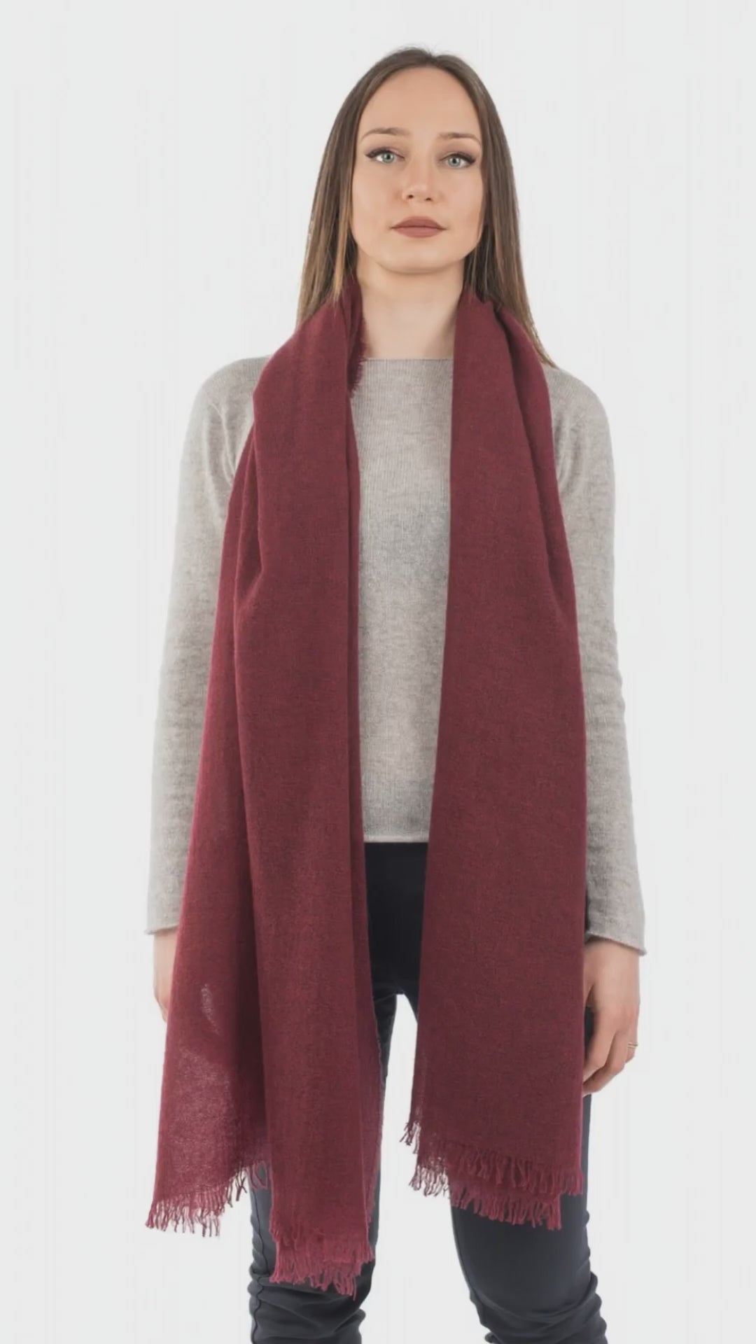 Burgundy Women's 100% Cashmere Pashmina, view 5