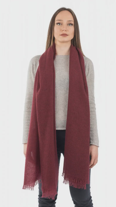 Burgundy Women's 100% Cashmere Pashmina, view 5