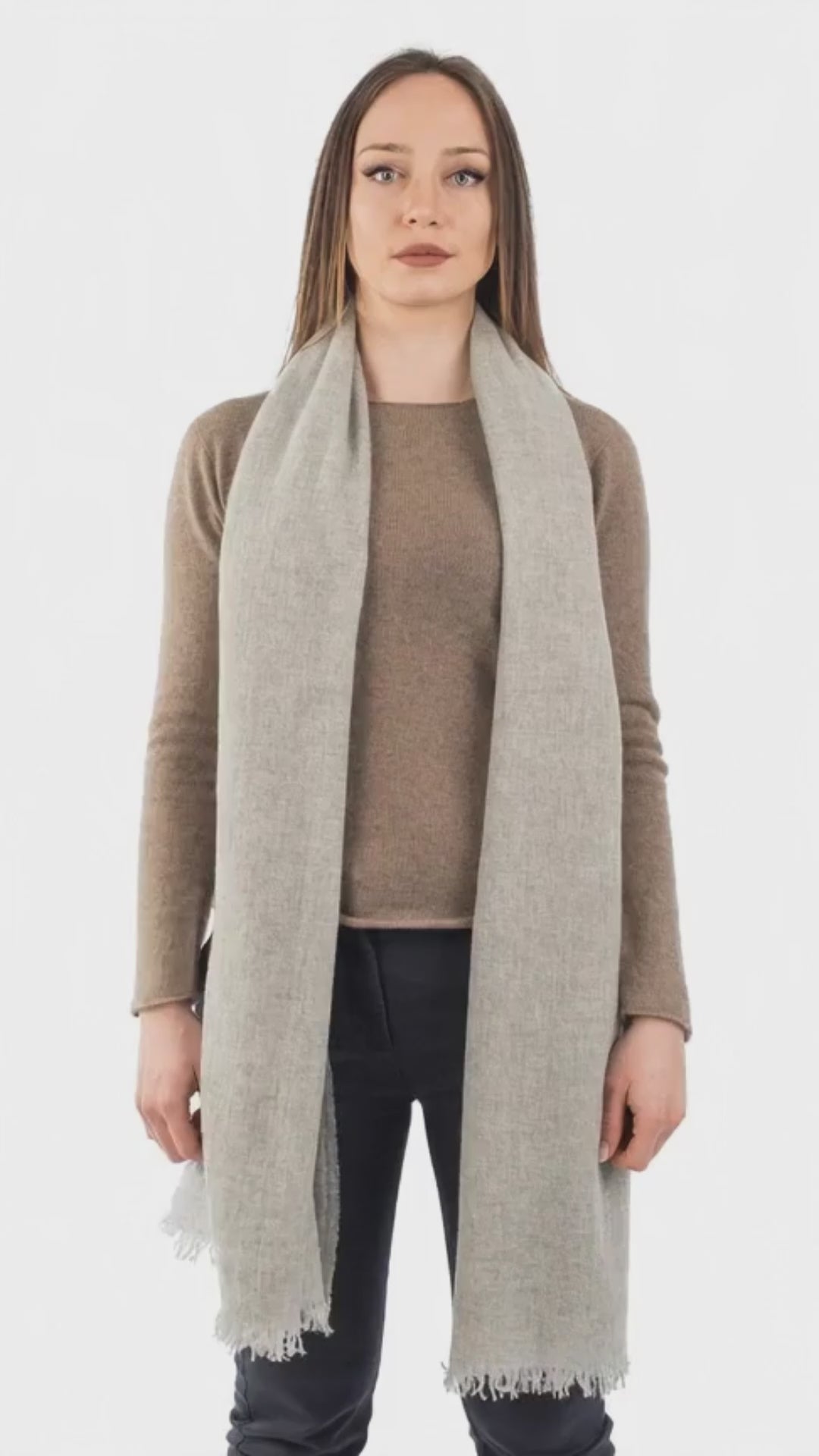 Gray Women's 100% Cashmere Pashmina, view 5