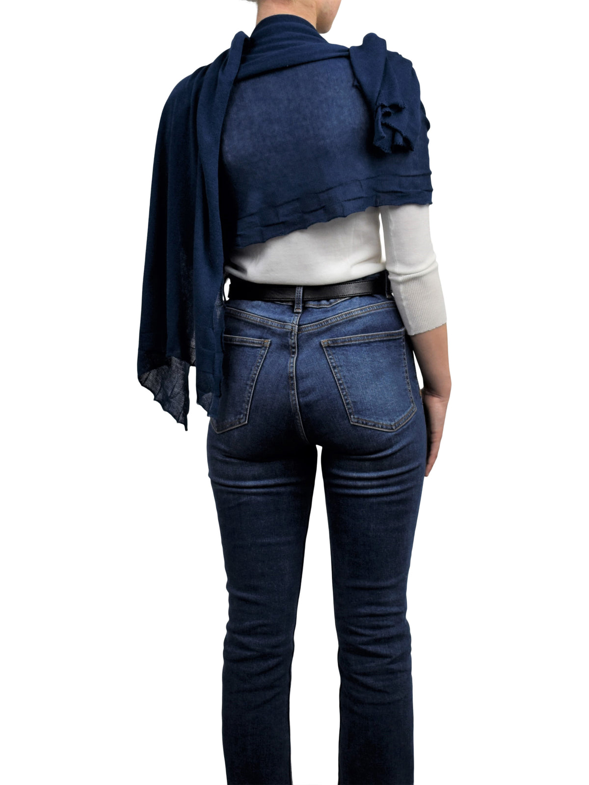 Blue Women's Cotton and Cashmere Wrap, view 3