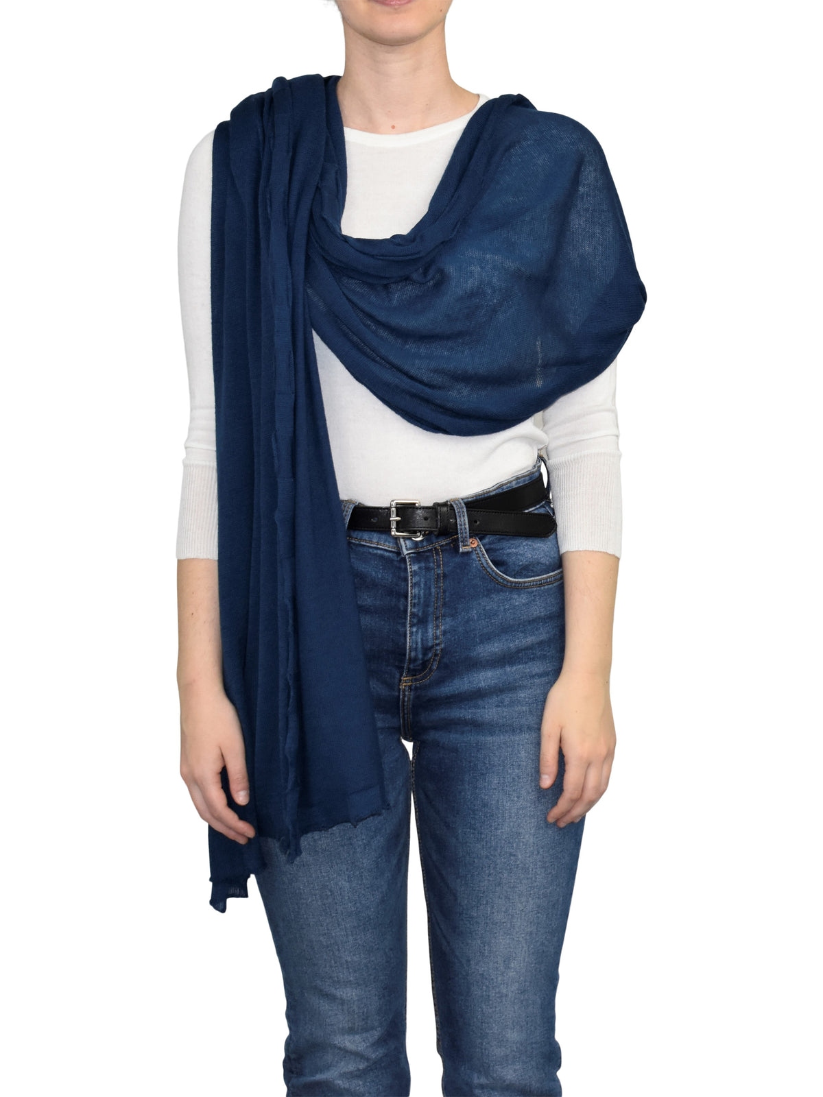 Blue Women's Cotton and Cashmere Wrap