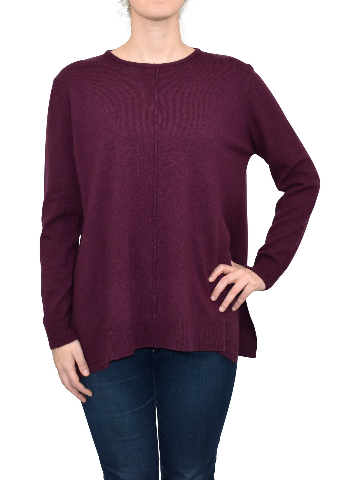 Burgundy Women's A-Line Cashmere Blend Oversized Sweater