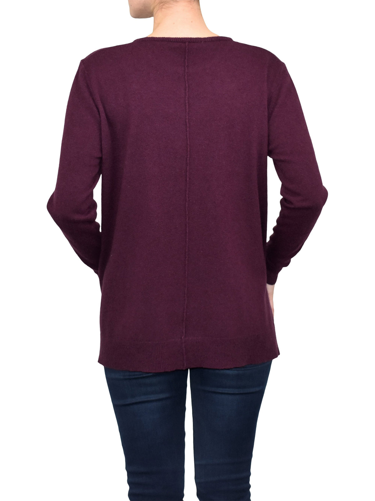 Burgundy Women's A-Line Cashmere Blend Oversized Sweater, view 3