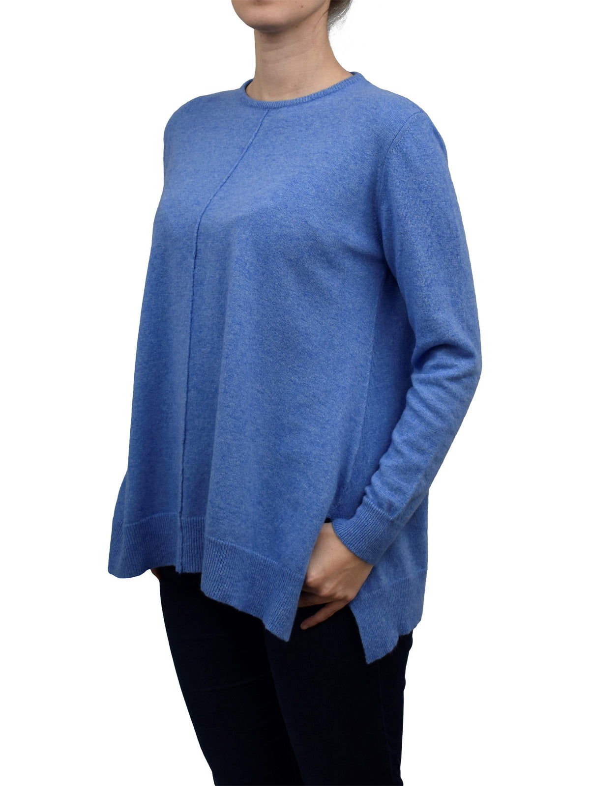 Light Blue Women's A-Line Cashmere Blend Oversized Sweater, view 2