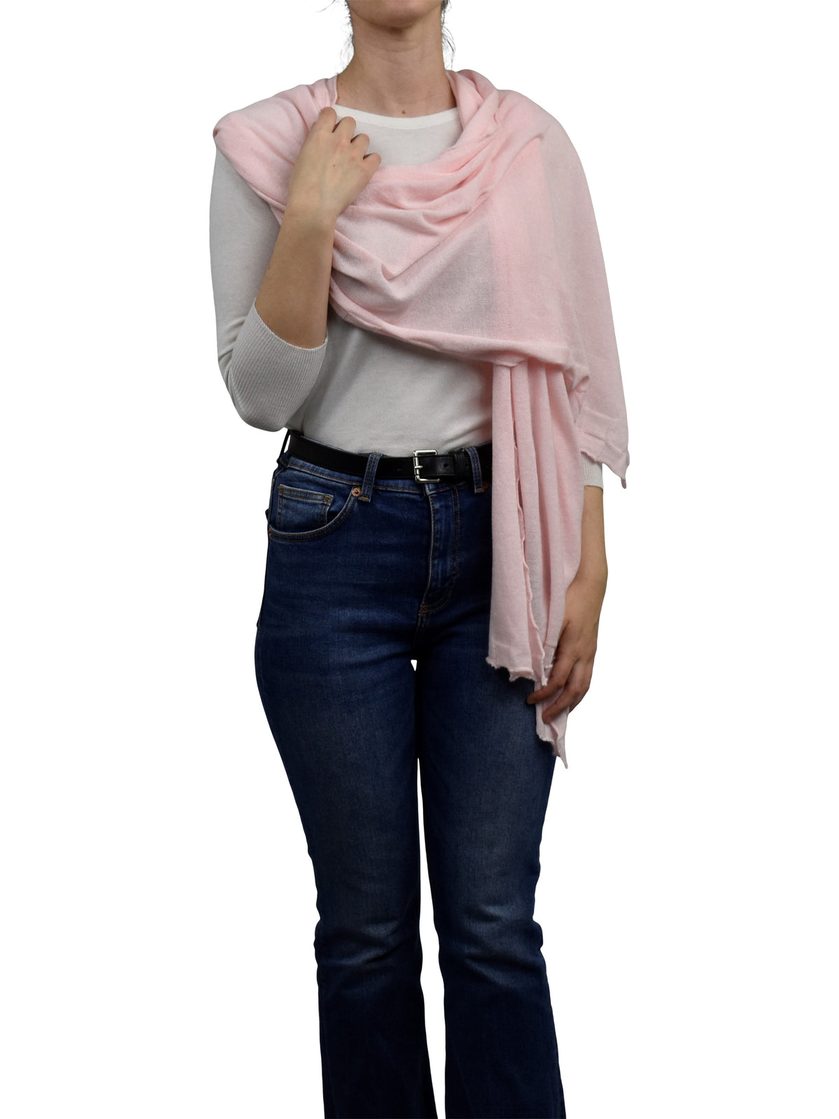 Pink Women's Cotton and Cashmere Wrap, view 3