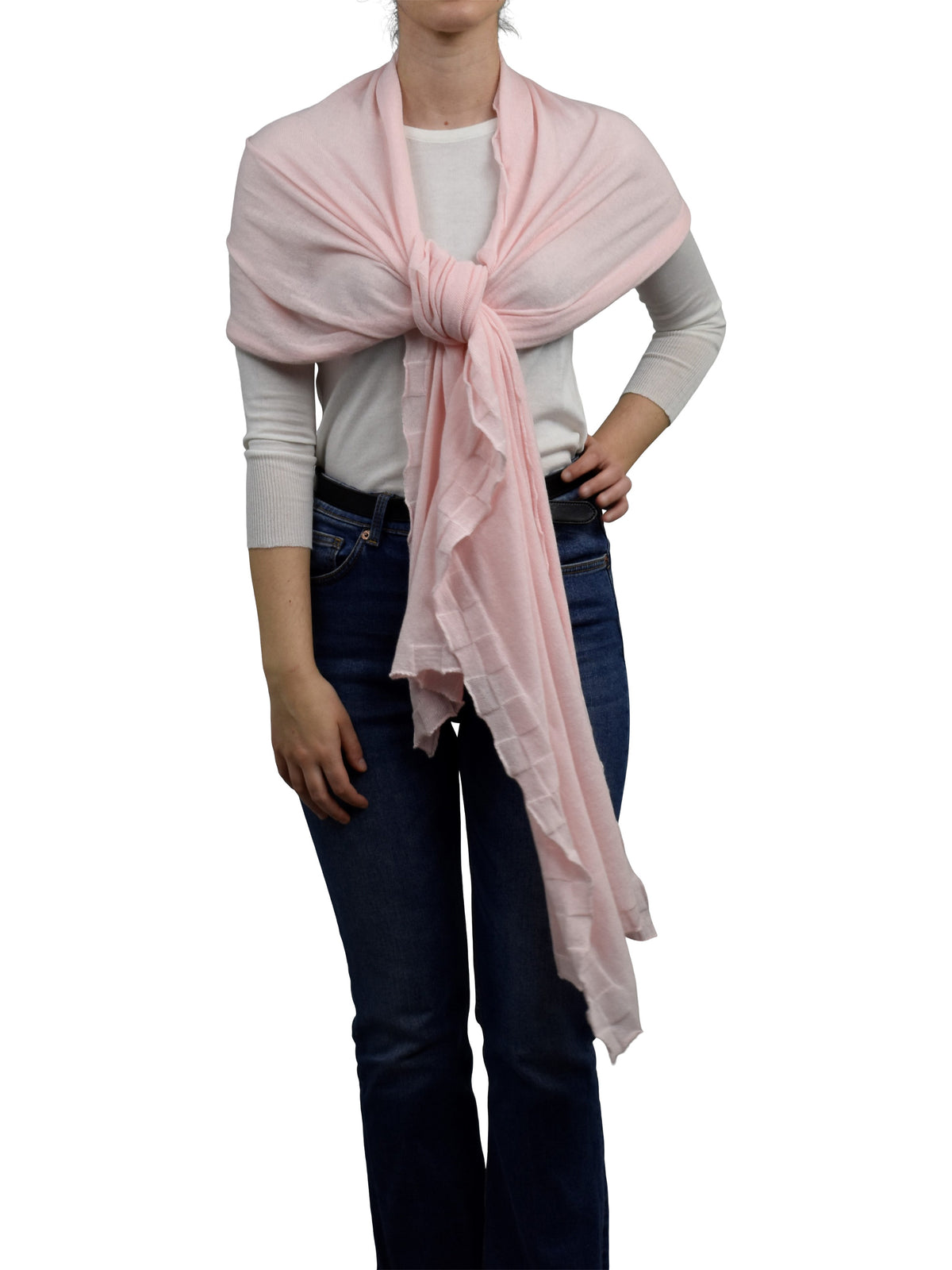 Pink Women's Cotton and Cashmere Wrap, view 4