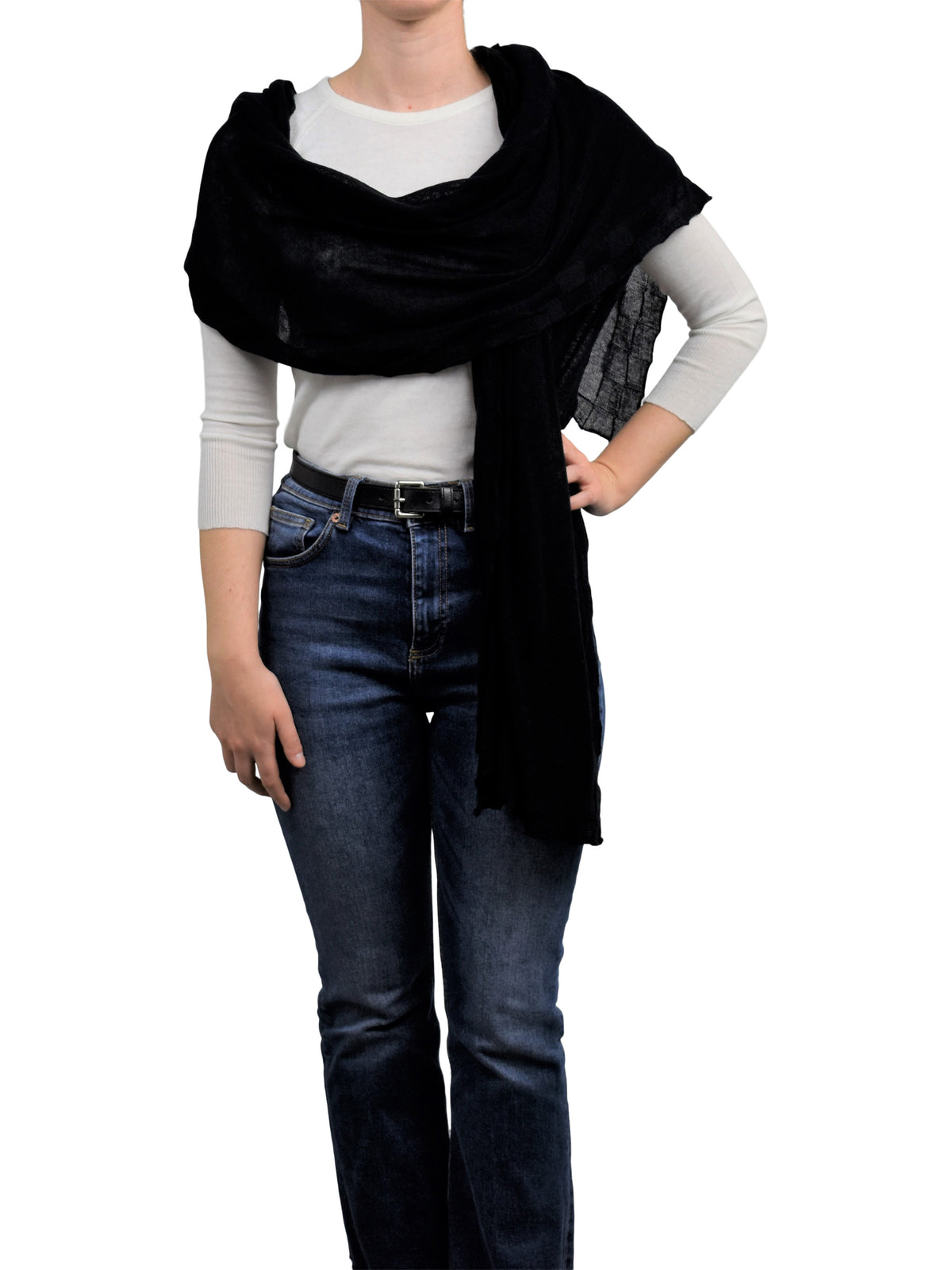 Black Women's Cotton and Cashmere Wrap