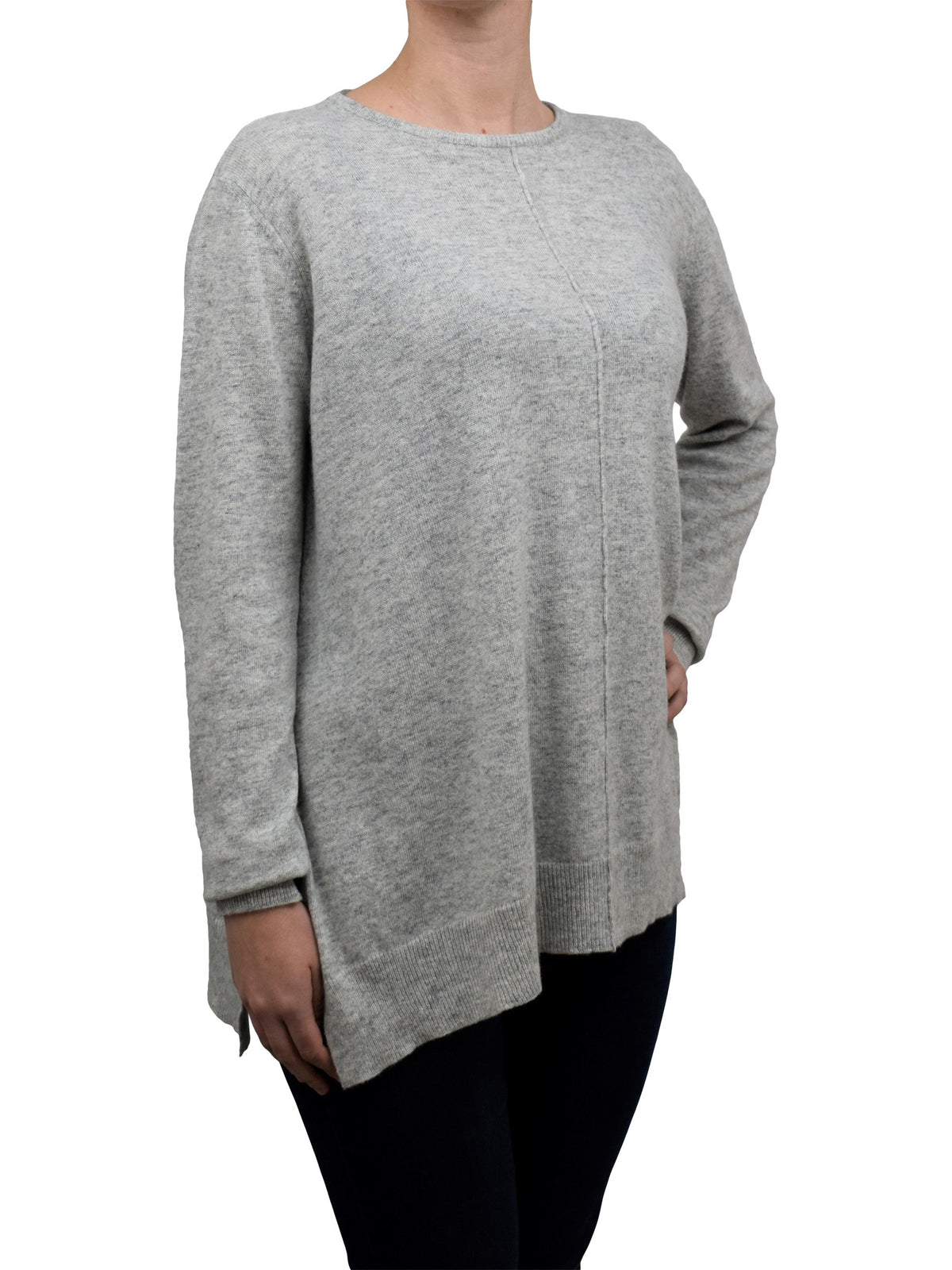 Gray Women's A-Line Cashmere Blend Oversized Sweater, view 2