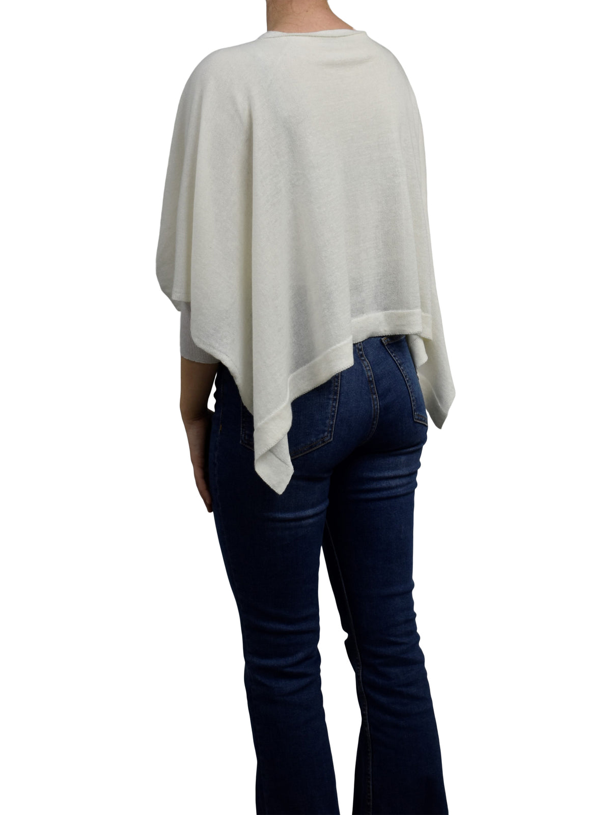 Cream Cotton and Cashmere Poncho, view 4