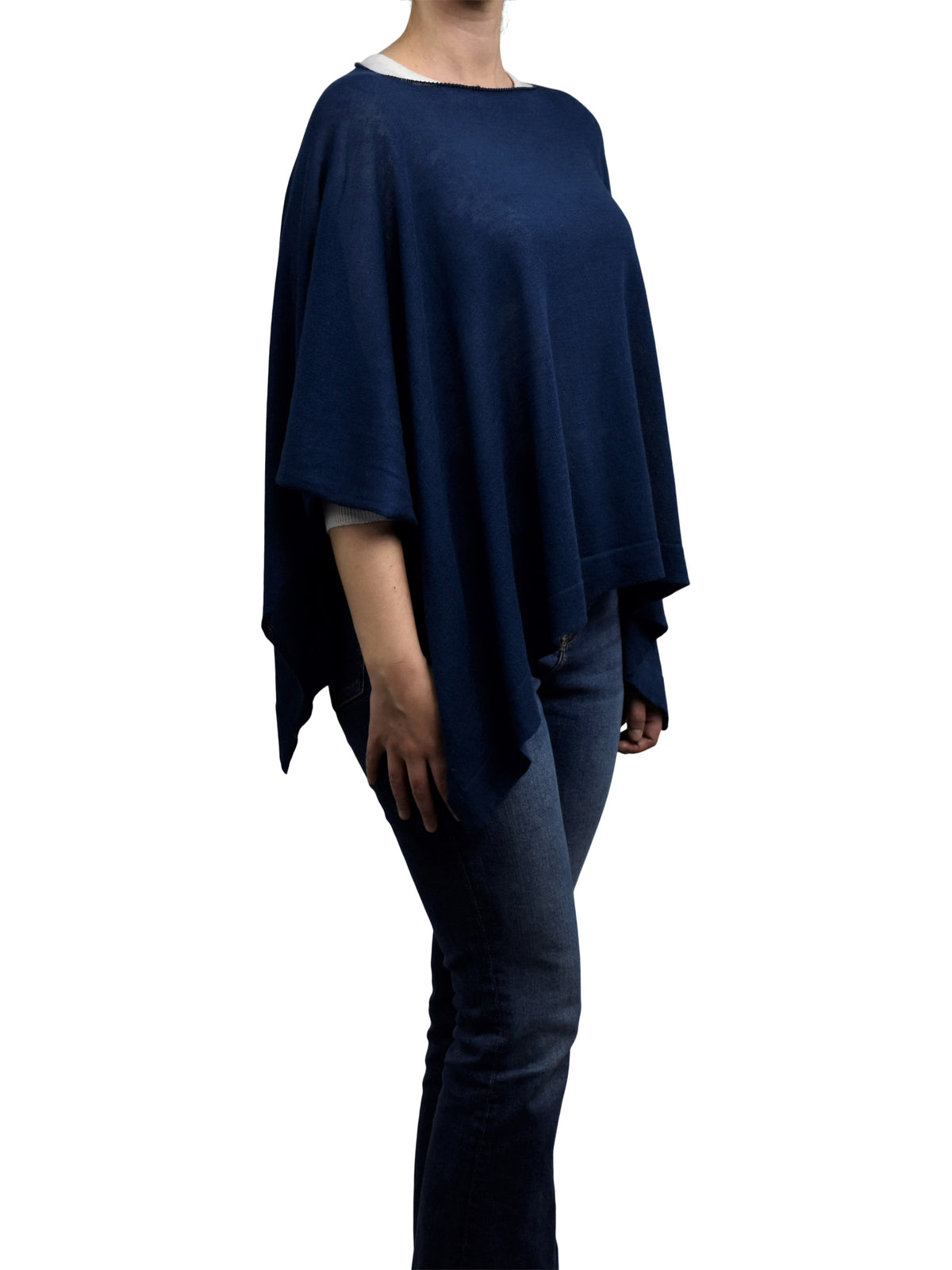 Blue Cotton and Cashmere Poncho, view 3