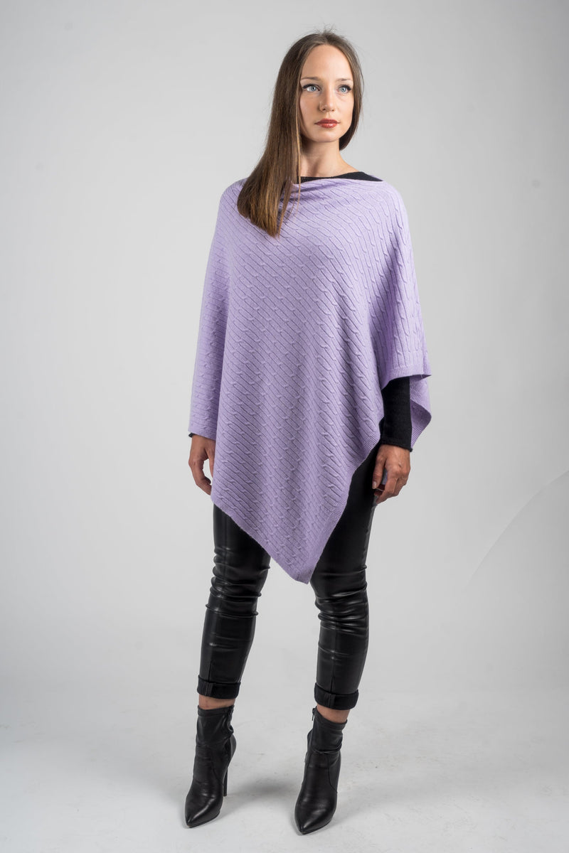 Poncho a treccine misto cashmere | Dalle Piane Cashmere