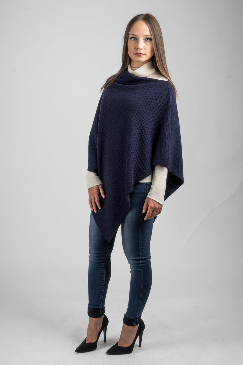 Poncho a treccine misto cashmere | Dalle Piane Cashmere