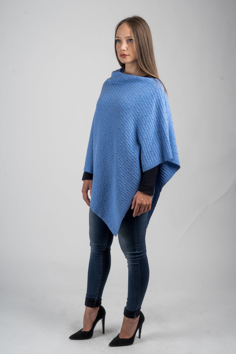 Poncho a treccine misto cashmere | Dalle Piane Cashmere