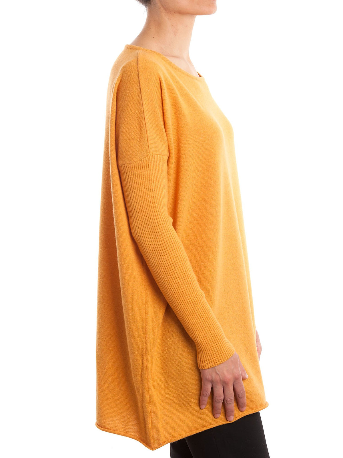 Yellow Women's Cashmere Blend Oversized Sweater, view 2