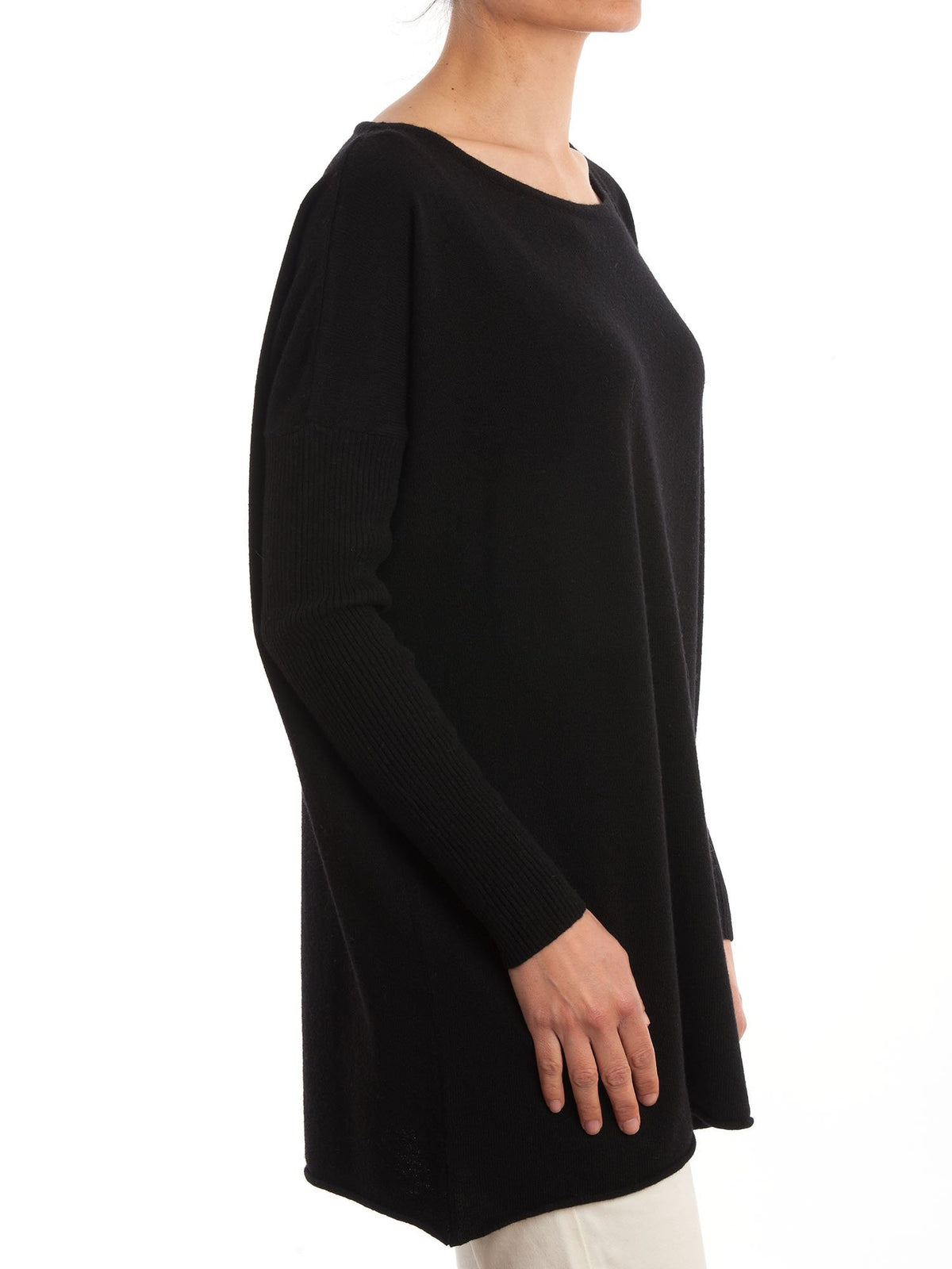 Black Women's Cashmere Blend Oversized Sweater, view 2