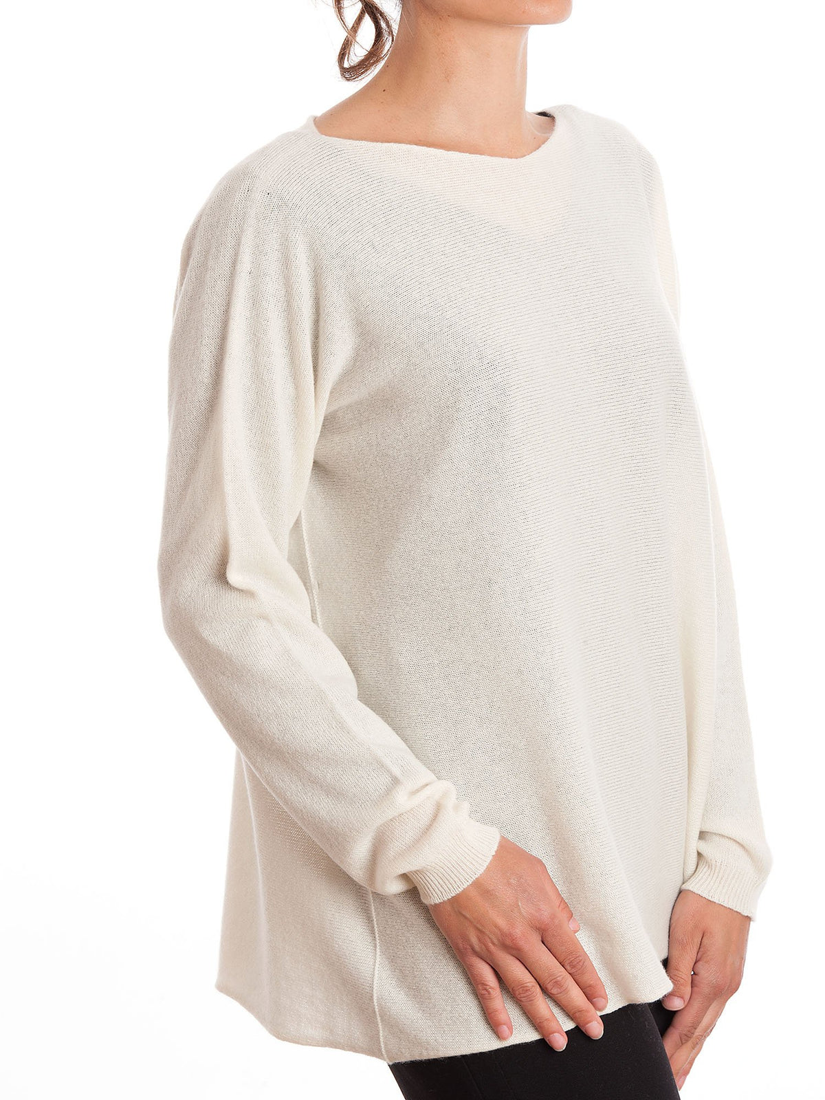 Cream Women's 100% Cashmere Oversized Sweater, view 3