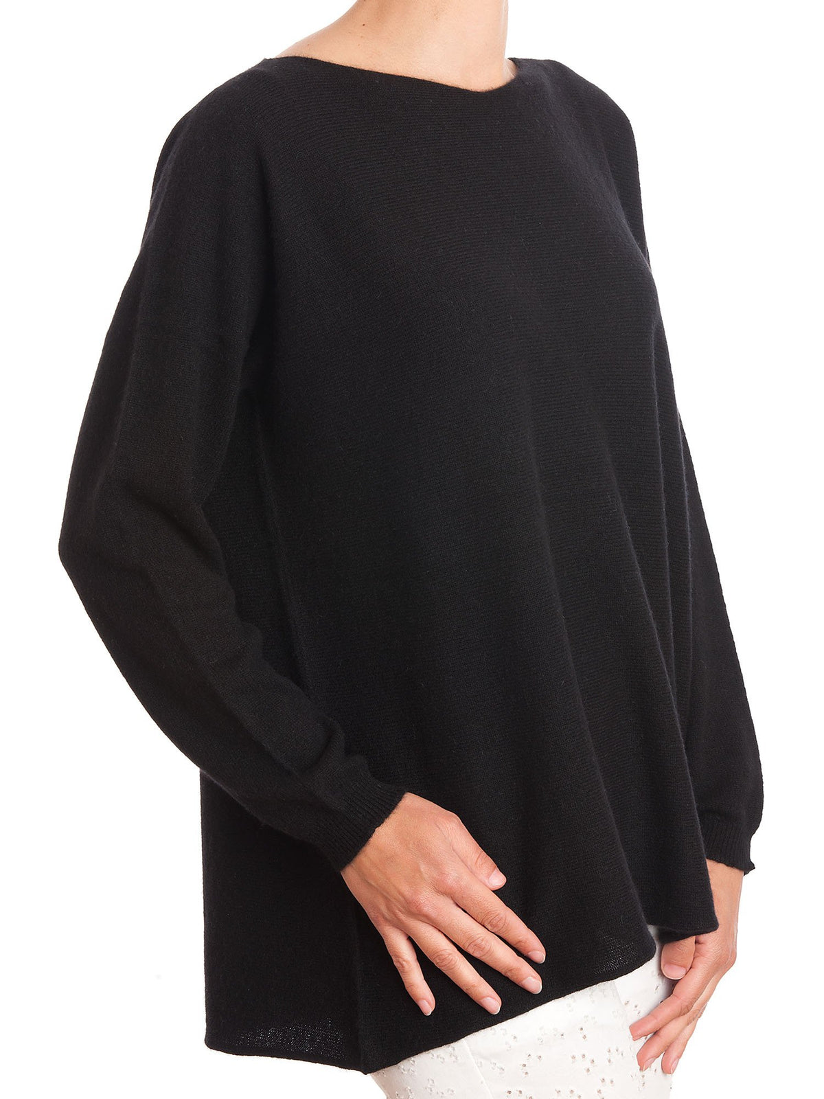 Black Women's 100% Cashmere Oversized Sweater, view 2
