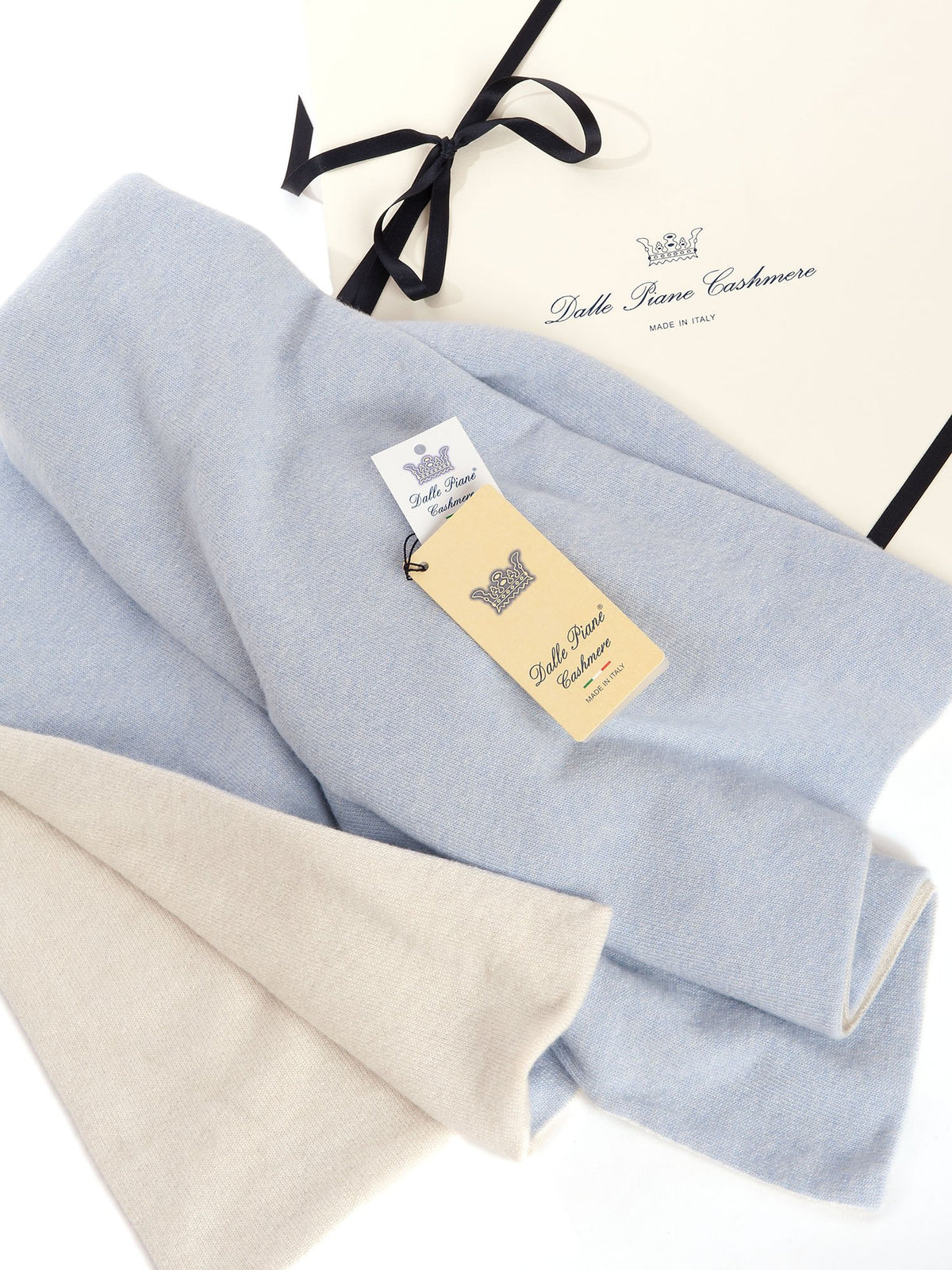Sky Two-Tone 100% Cashmere Baby Blanket, view 4