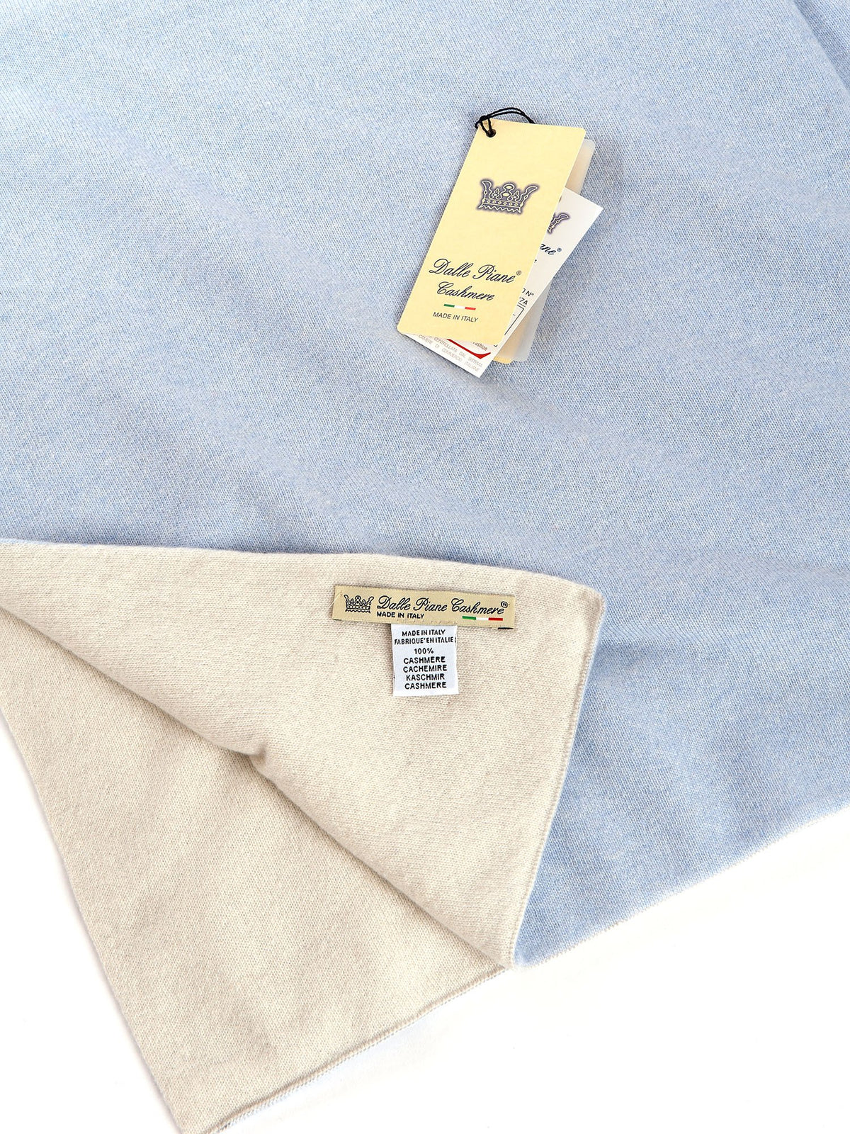 Sky Two-Tone 100% Cashmere Baby Blanket, view 2