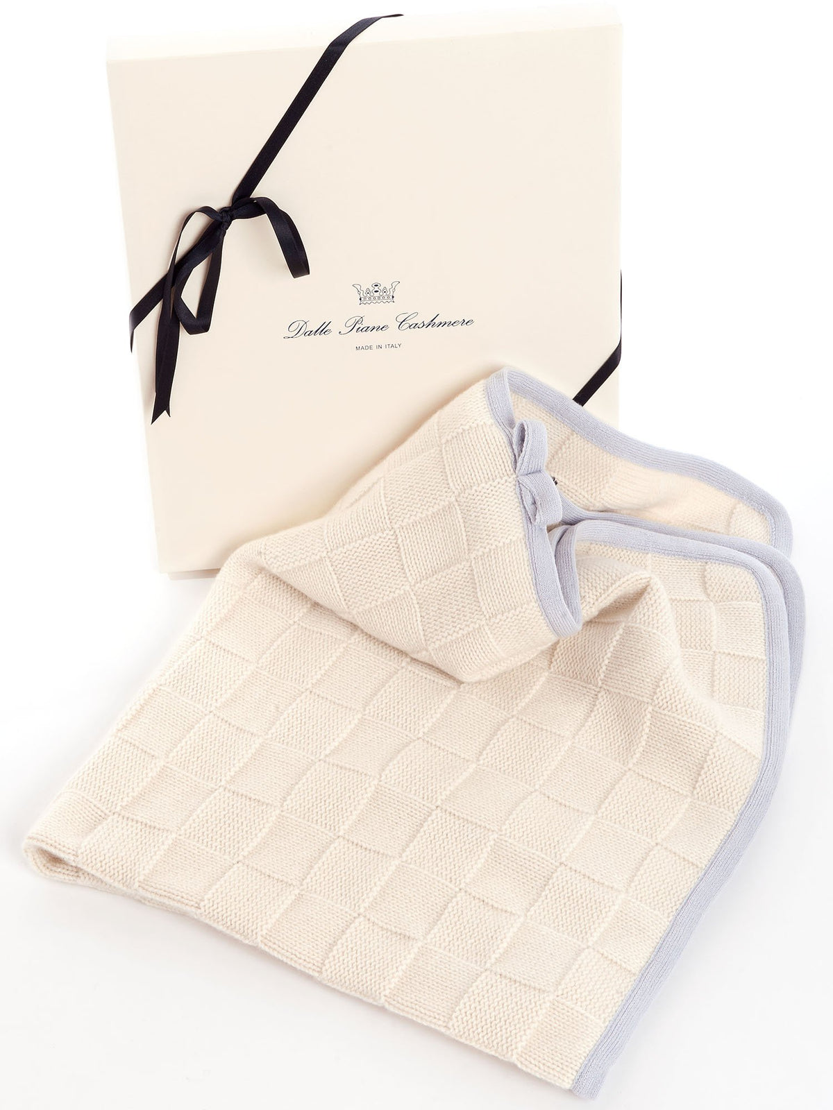 Sky 100% Cashmere Baby Blanket With Contrast Edge