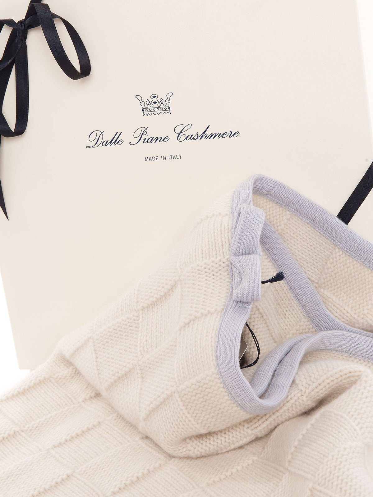 Sky 100% Cashmere Baby Blanket With Contrast Edge, view 2