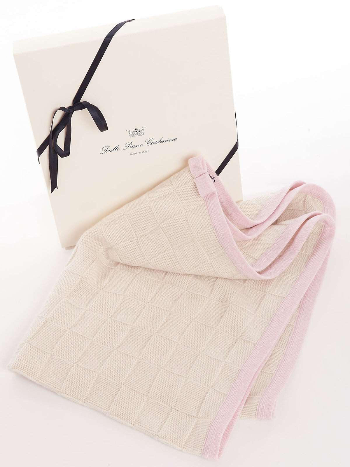 Pink 100% Cashmere Baby Blanket With Contrast Edge