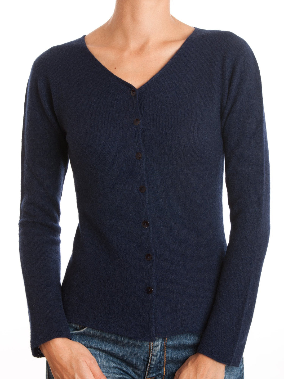 Mink Women's 100% Cashmere V-Neck Cardigan, view 4
