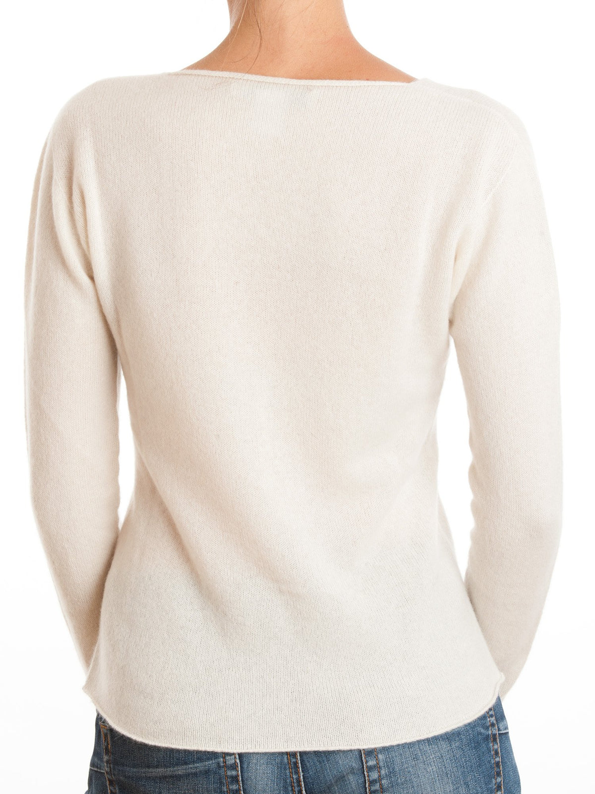 Cream Women's 100% Cashmere V-Neck Cardigan, view 2
