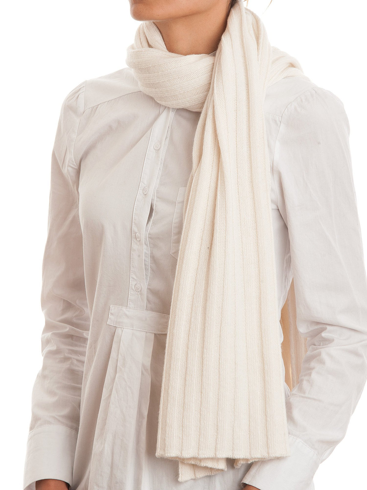 Cream Cashmere Blend Scarf and Beanie Set, view 2