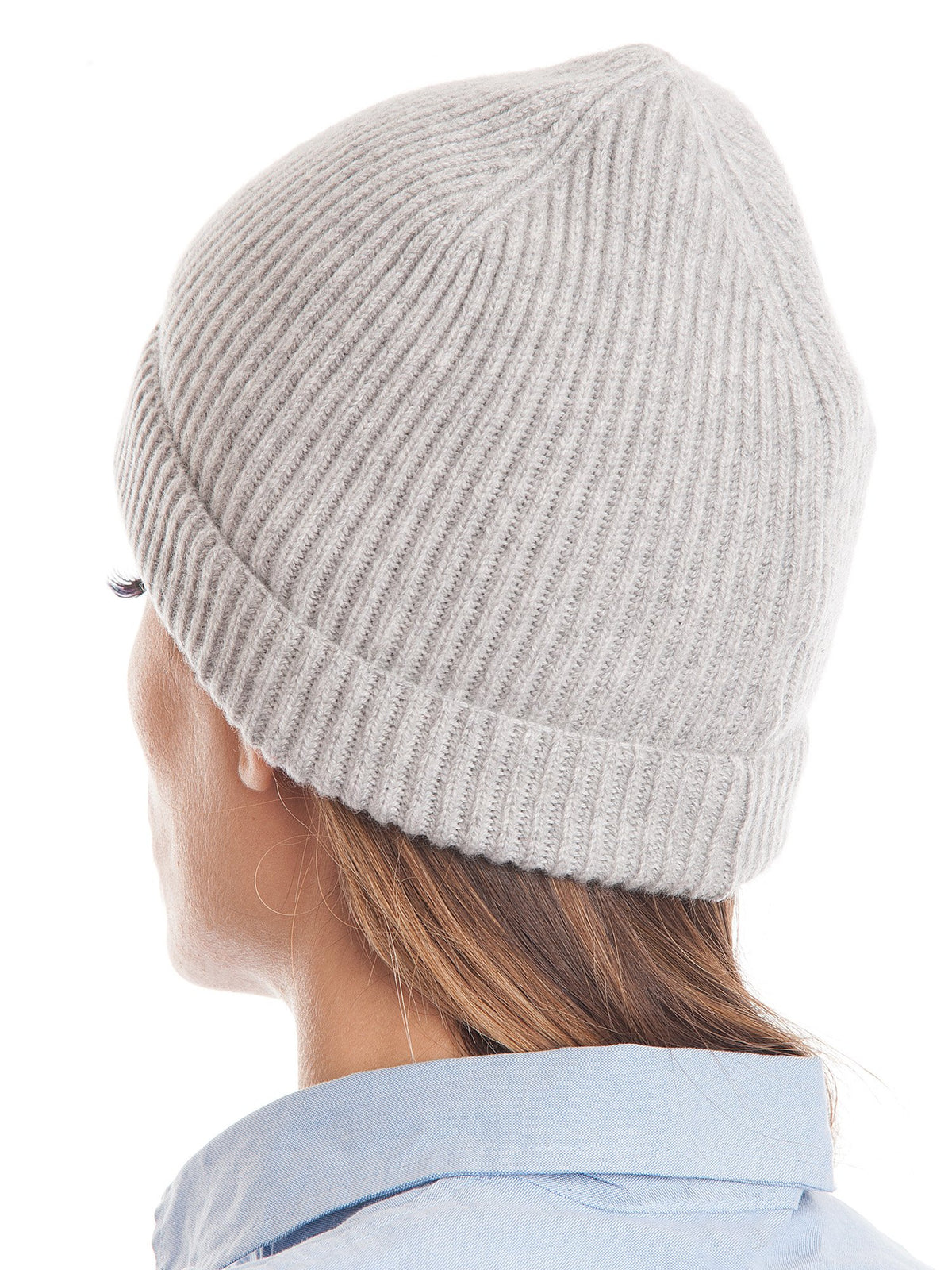 Gray Women's Fisherman's Rib 100% Cashmere Beanie