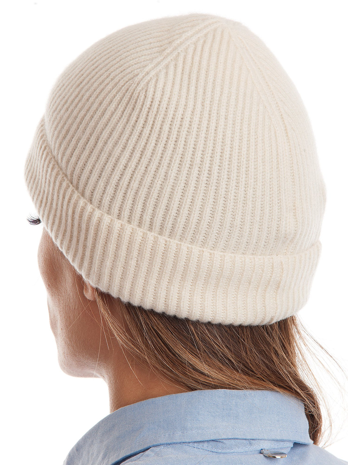 Cream Women's Fisherman's Rib 100% Cashmere Beanie