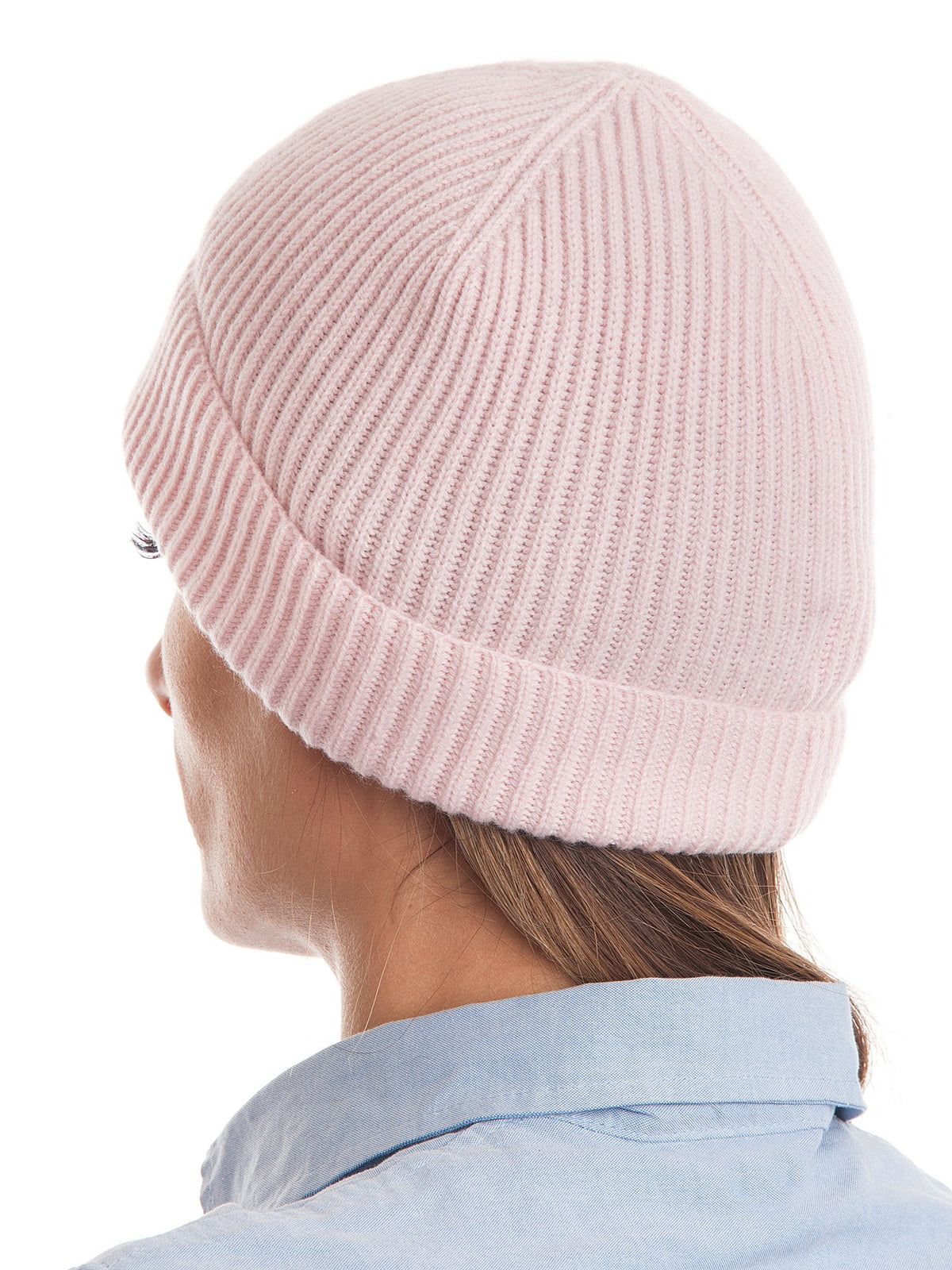 Pink Women's Fisherman's Rib 100% Cashmere Beanie