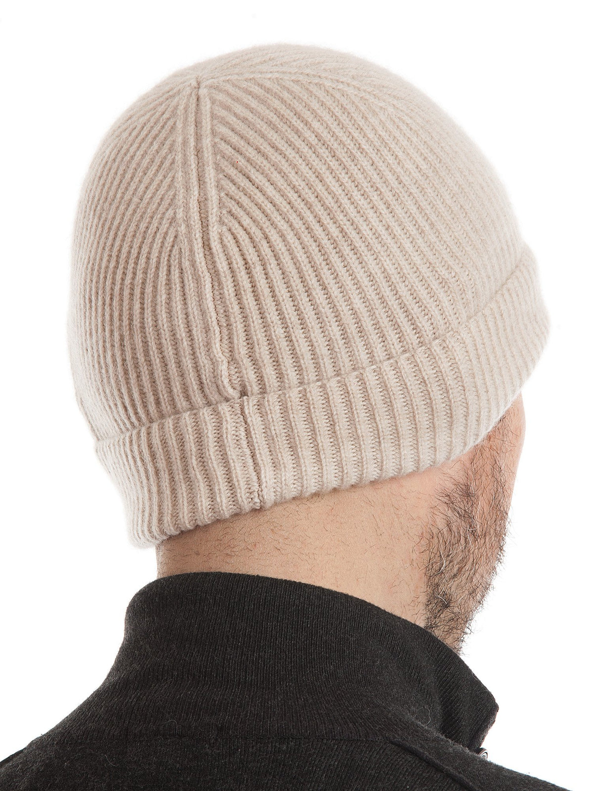 Beige Men's 100% Cashmere Beanie