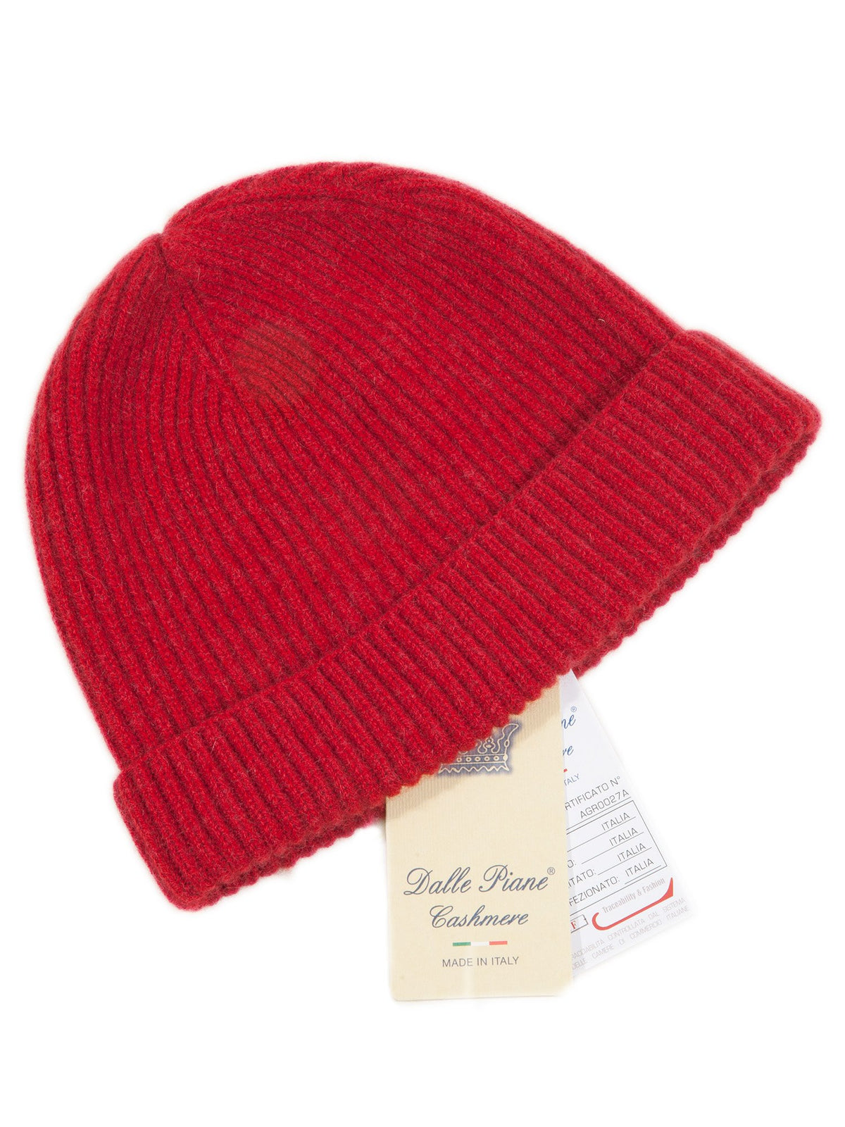 Red Women's Fisherman's Rib 100% Cashmere Beanie, view 2