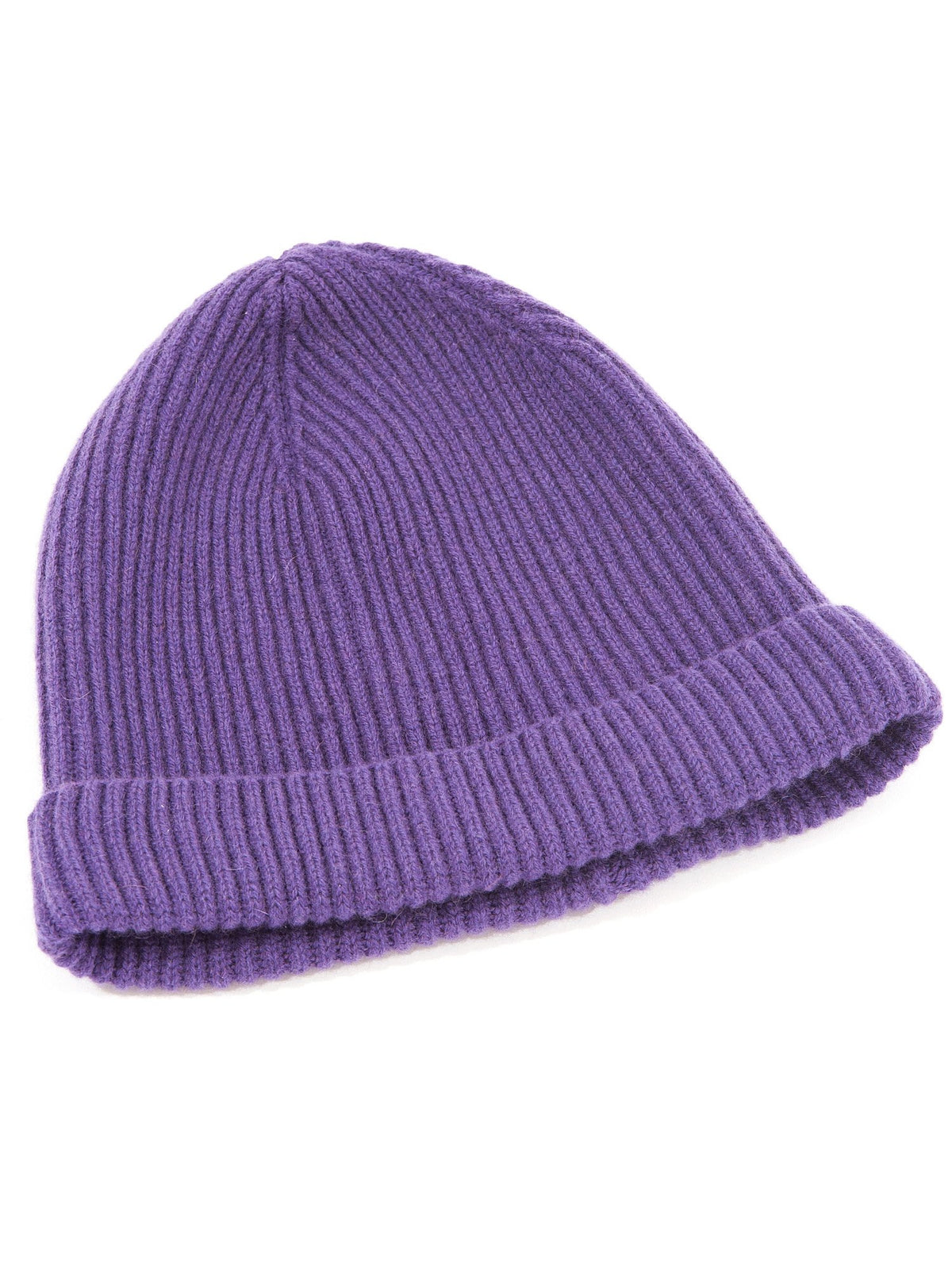 Purple Women's Fisherman's Rib 100% Cashmere Beanie, view 6